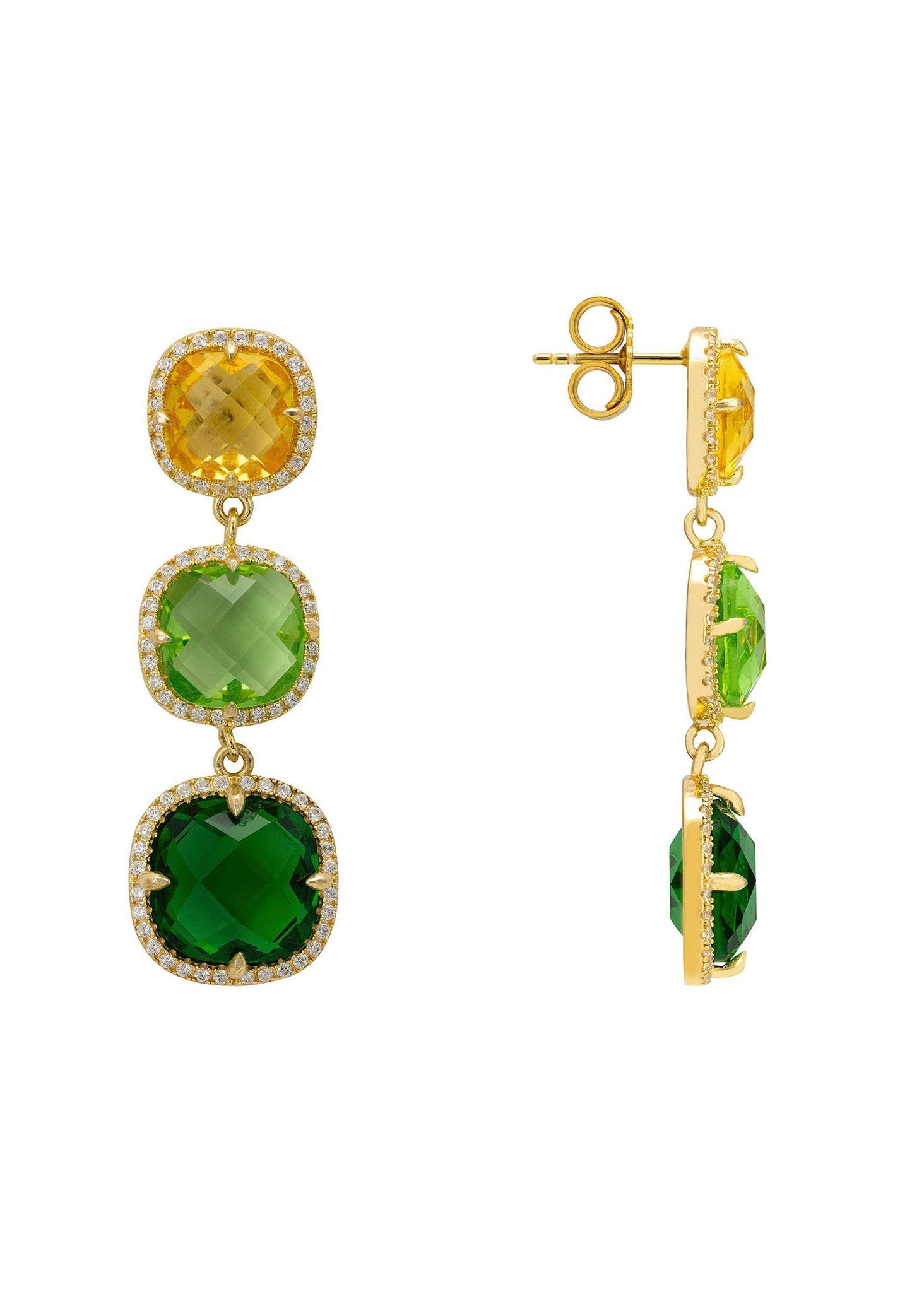 Knightsbridge Earrings Gold Green Citrus - Jewelry image 3