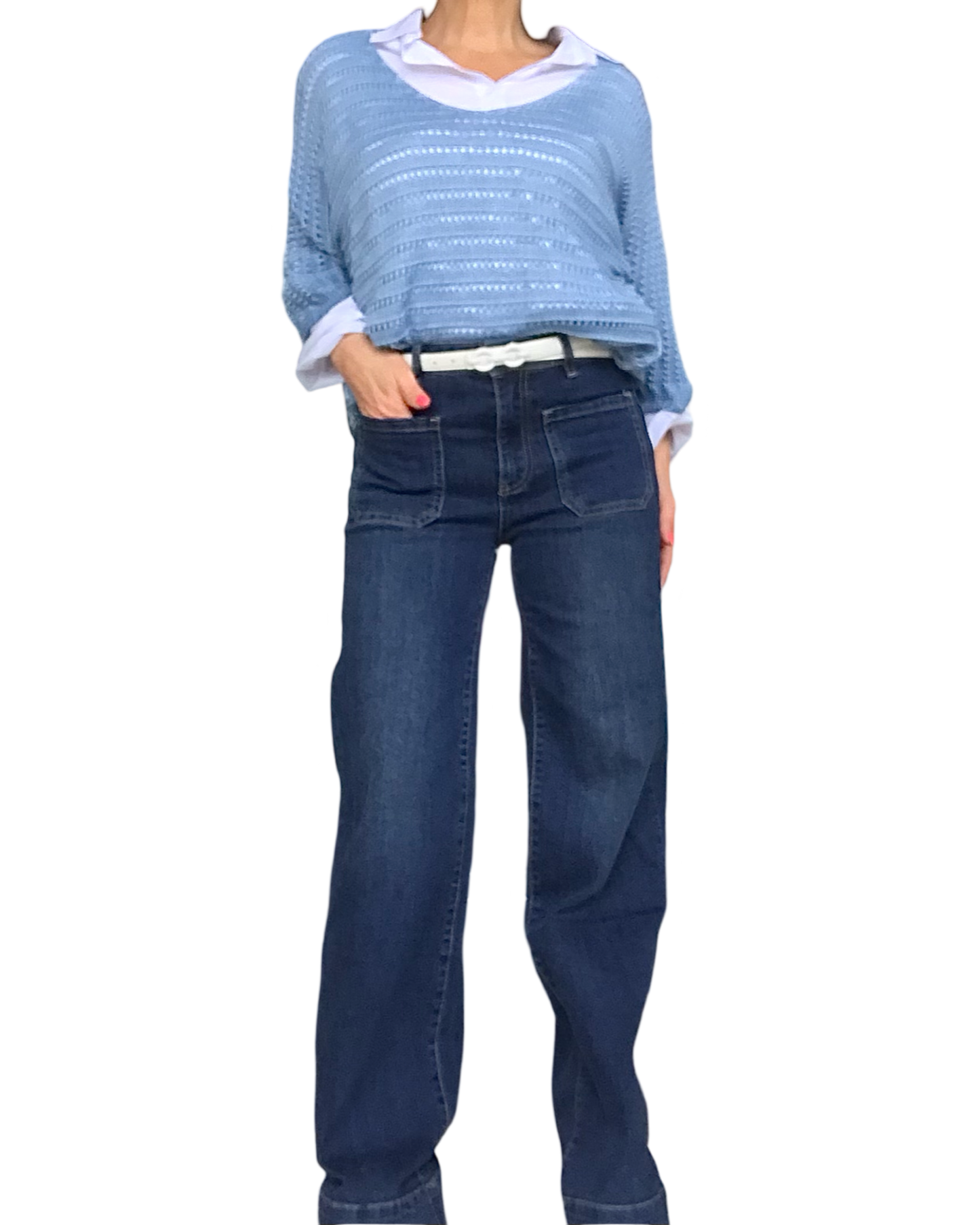 Jeans foncé palazzo, poches appliquées devant - Misc image 2