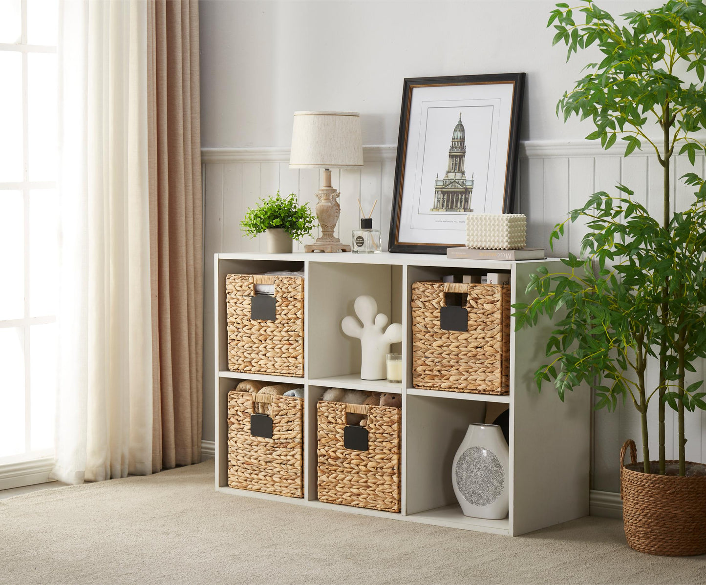 Foldable Natural Wicker Cube Storage Baskets - Set of 4 - Jewelry image 4