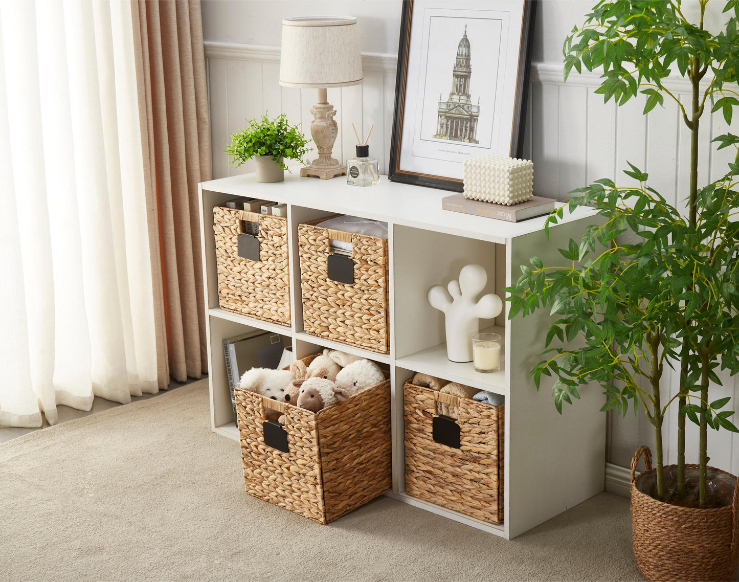 Foldable Natural Wicker Cube Storage Baskets - Set of 4 - Jewelry image 5