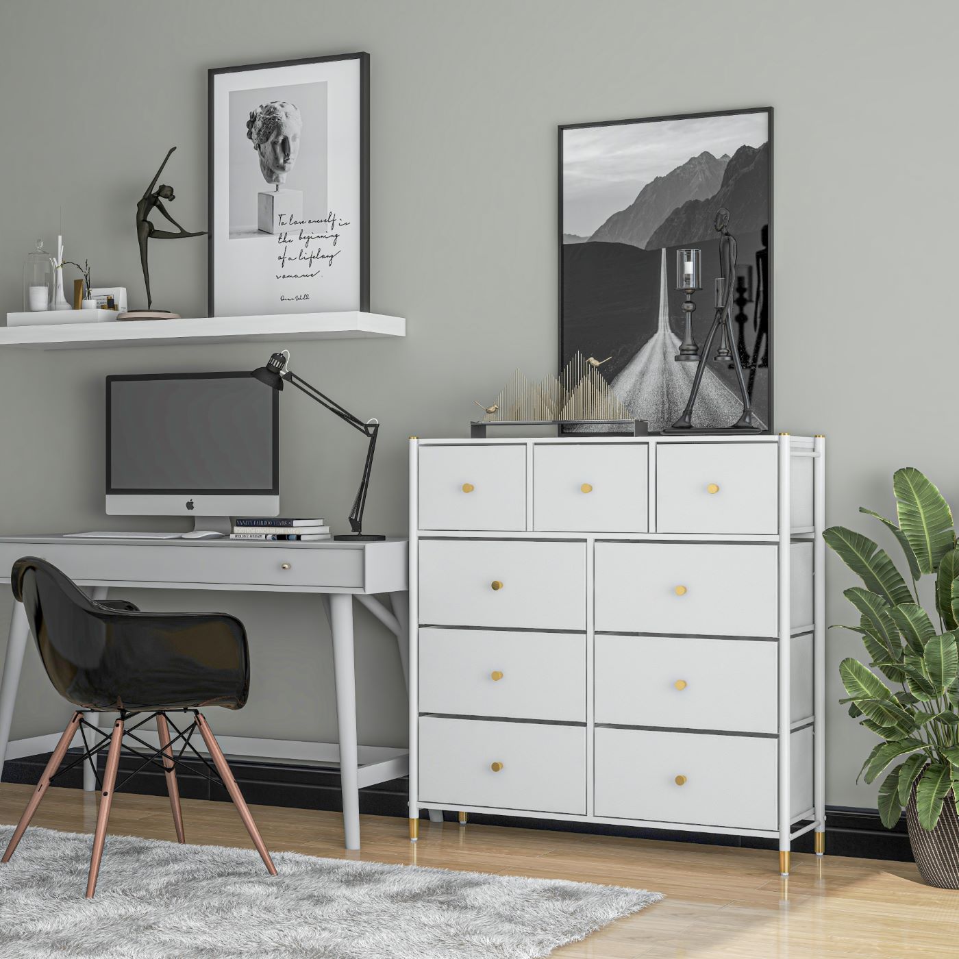 Tall Dresser Storage with Baskets | 4 Tier - 9 Drawers | Chest of Drawers - Apparel image 10