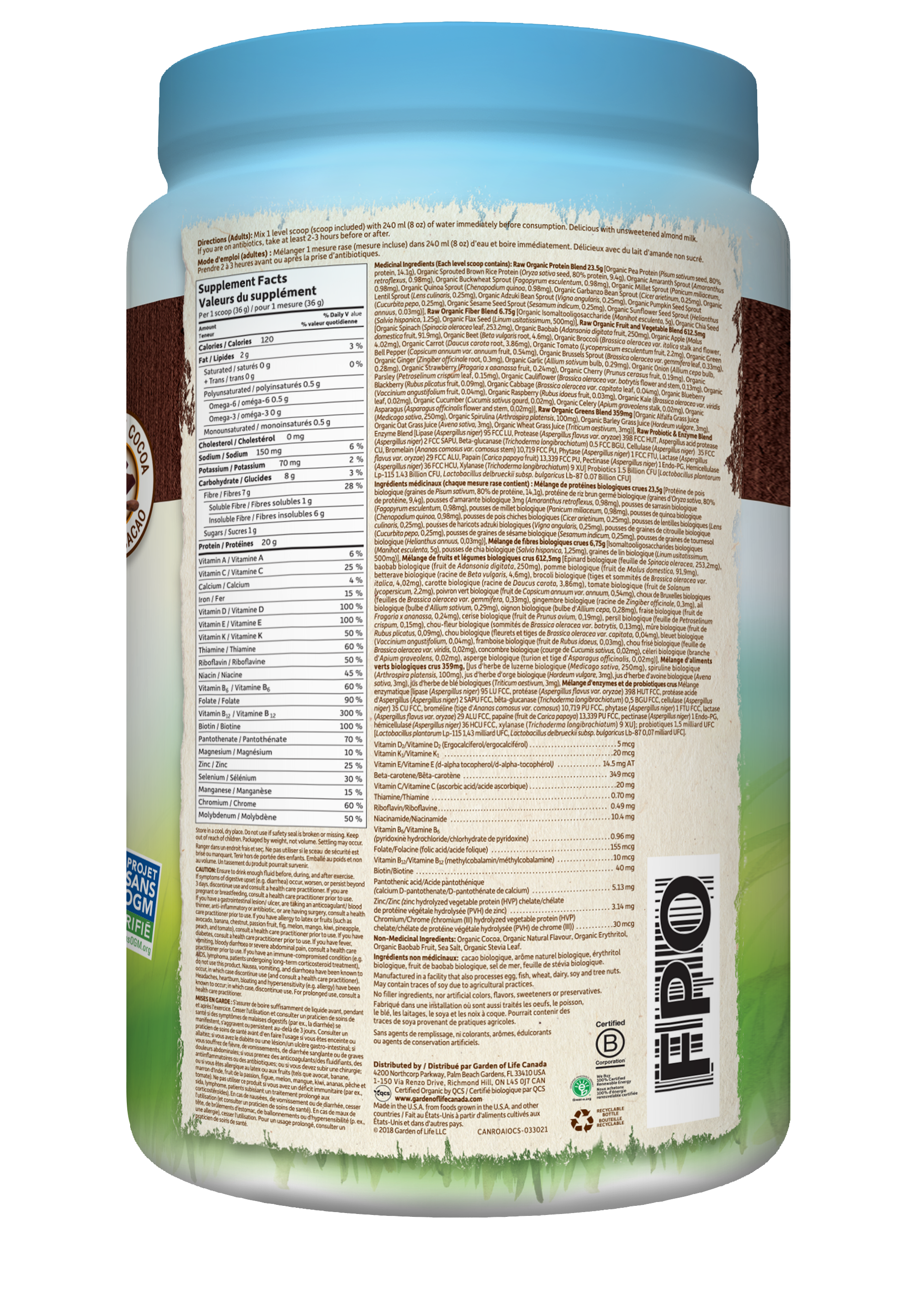 Raw Organic ALL-IN-ONE Shake - Chocolate Cacao - Misc image 3