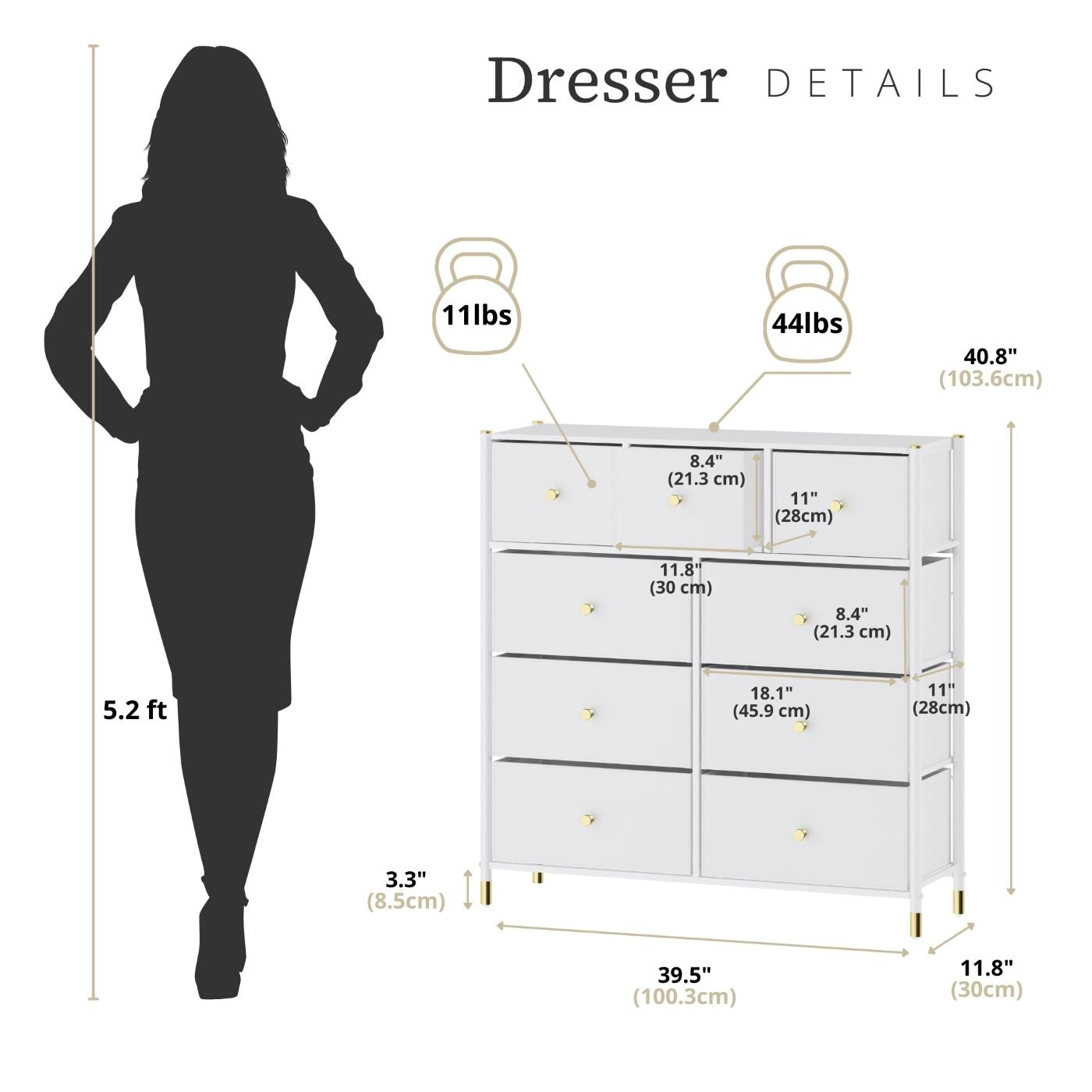 Tall Dresser Storage with Baskets | 4 Tier - 9 Drawers | Chest of Drawers - Apparel image 12