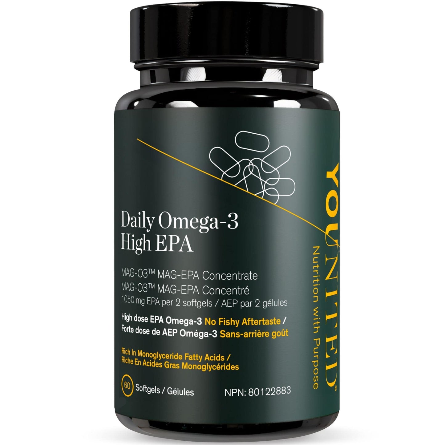 Younited Daily Omega-3 Fish Oil, EPA 1215 mg and DHA 540mg, 60 Softgels - Misc image 1