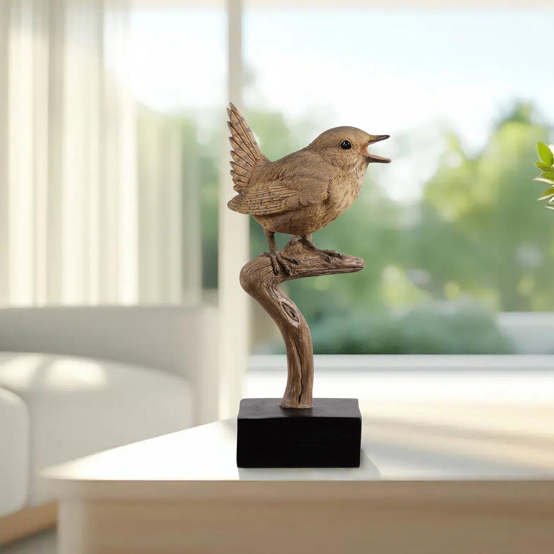 53008-D - Sing Bird On Branch Lifelike Resin Bird Home Tabletop Decor - Furniture image 9