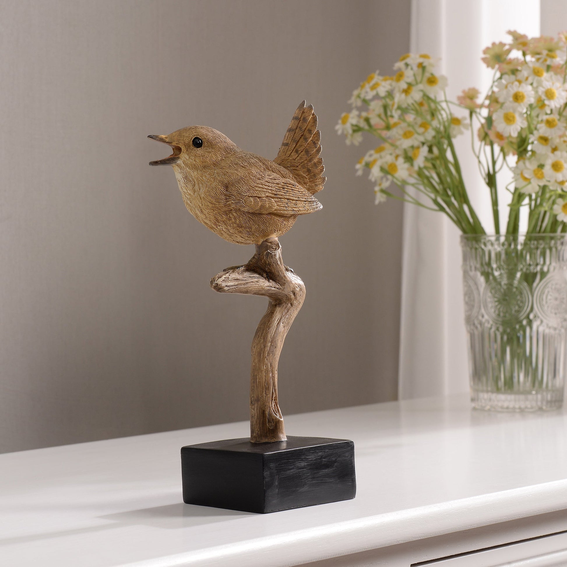 53008-D - Sing Bird On Branch Lifelike Resin Bird Home Tabletop Decor - Furniture image 10