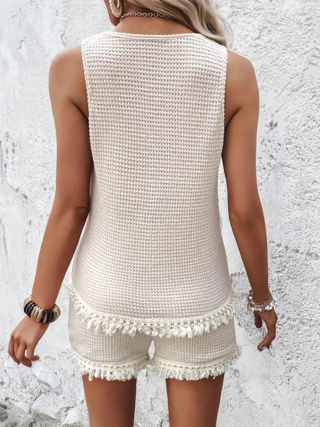 Round Neck Wide Strap Tank and Shorts Set - Apparel image 5