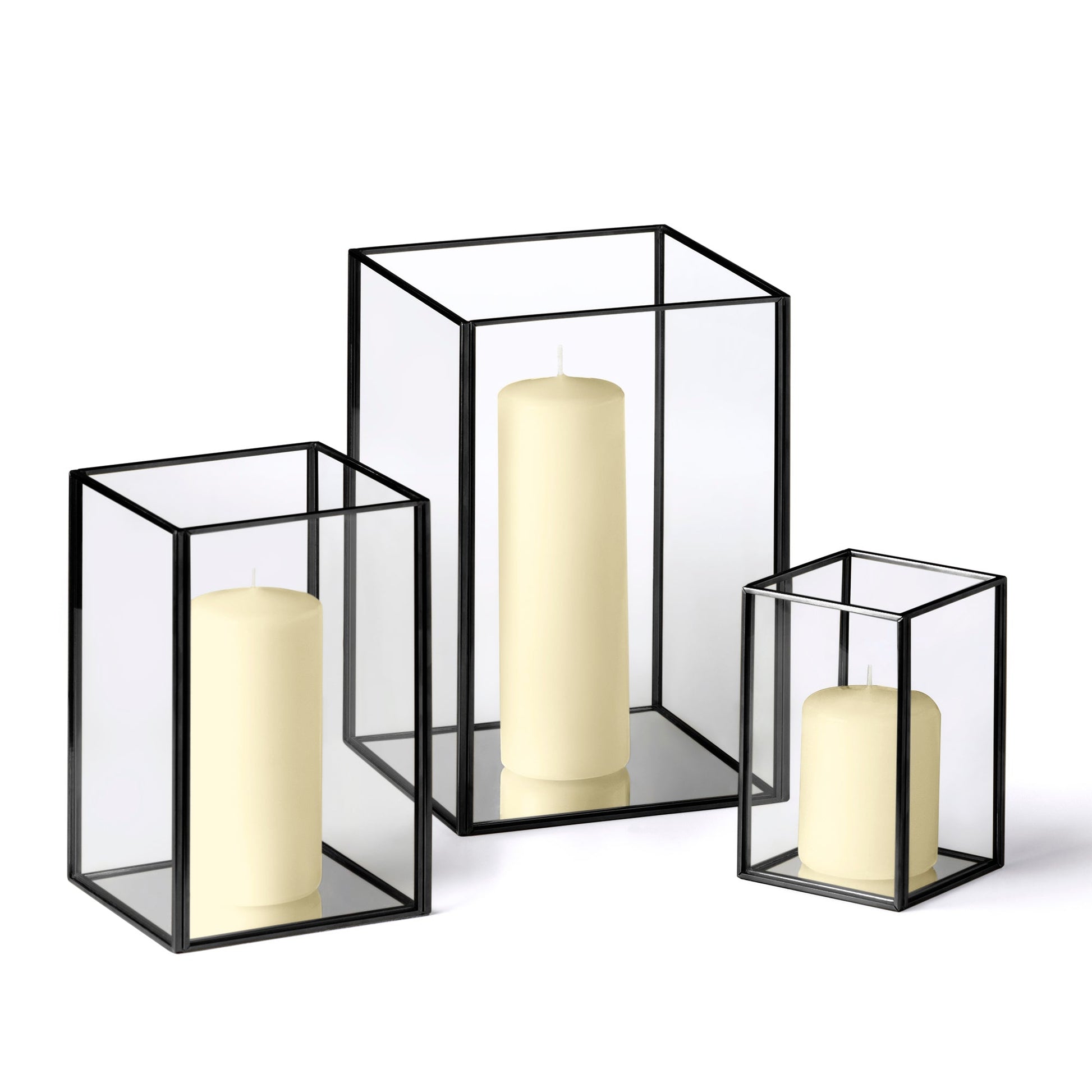 36 Slim Pillar Candles and Black Luxus Lanterns - Home Decor image 2