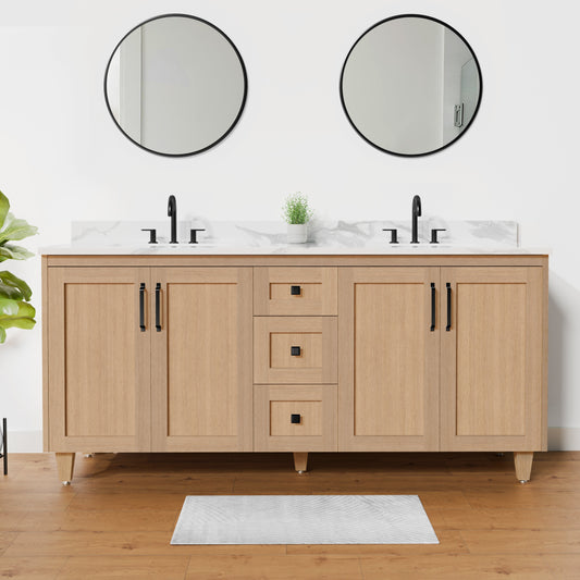 Arlo 72" Solid-Wood Double Sink Vanity with Quartz Countertop - Misc image 1
