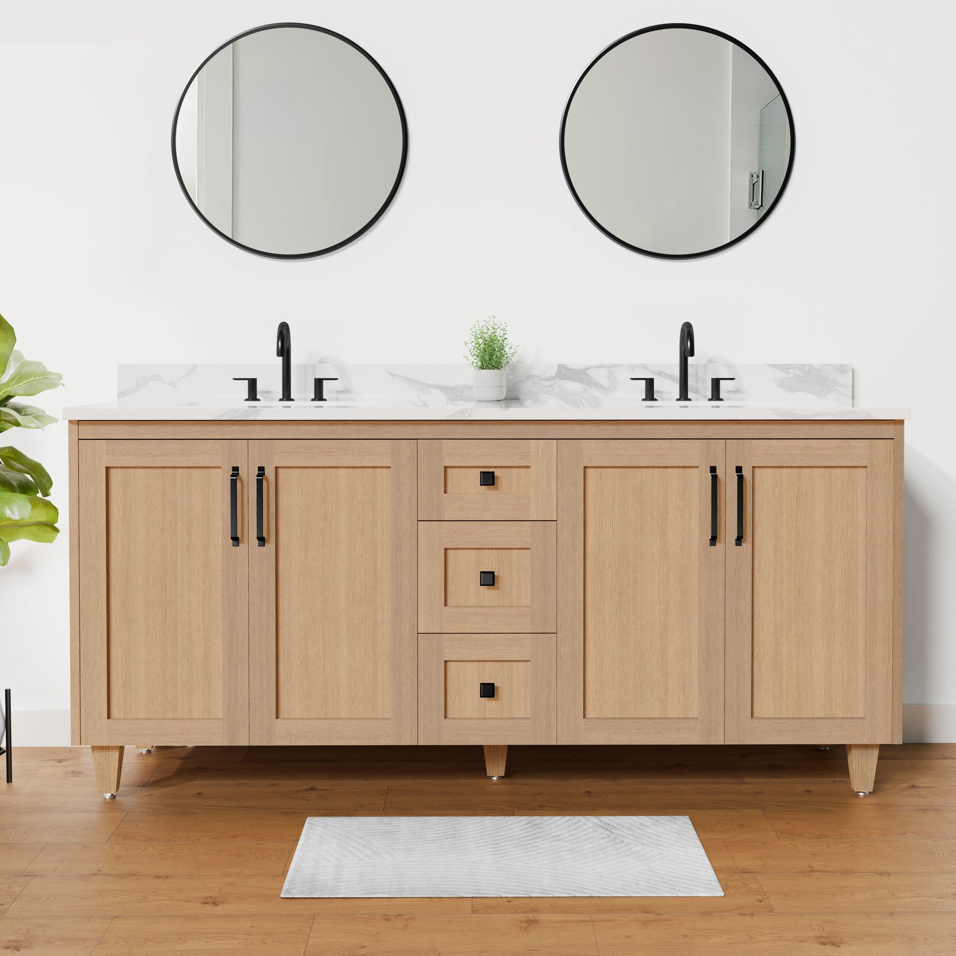 Arlo 72" Solid-Wood Double Sink Vanity with Quartz Countertop - Misc image 1