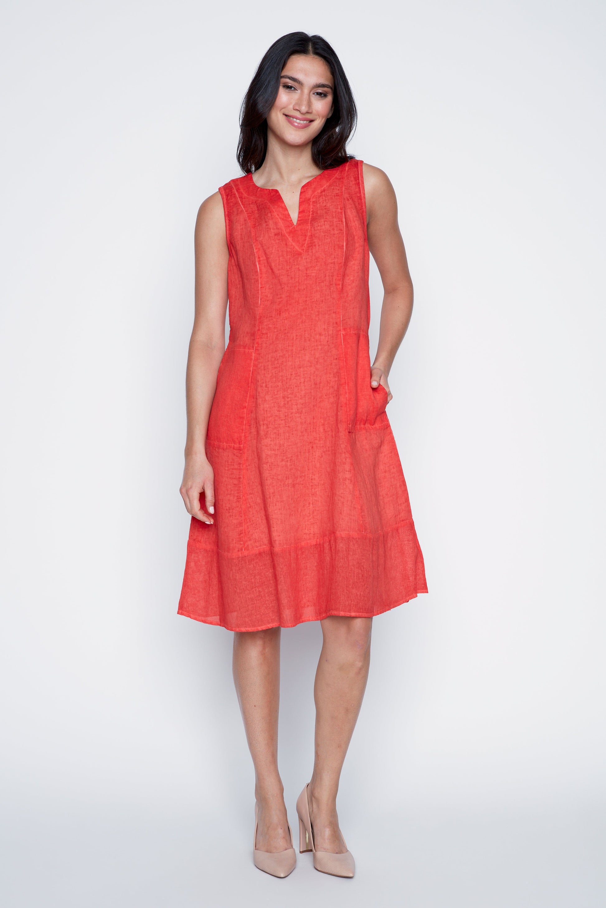 Patch pockets linen dress - Misc image 4