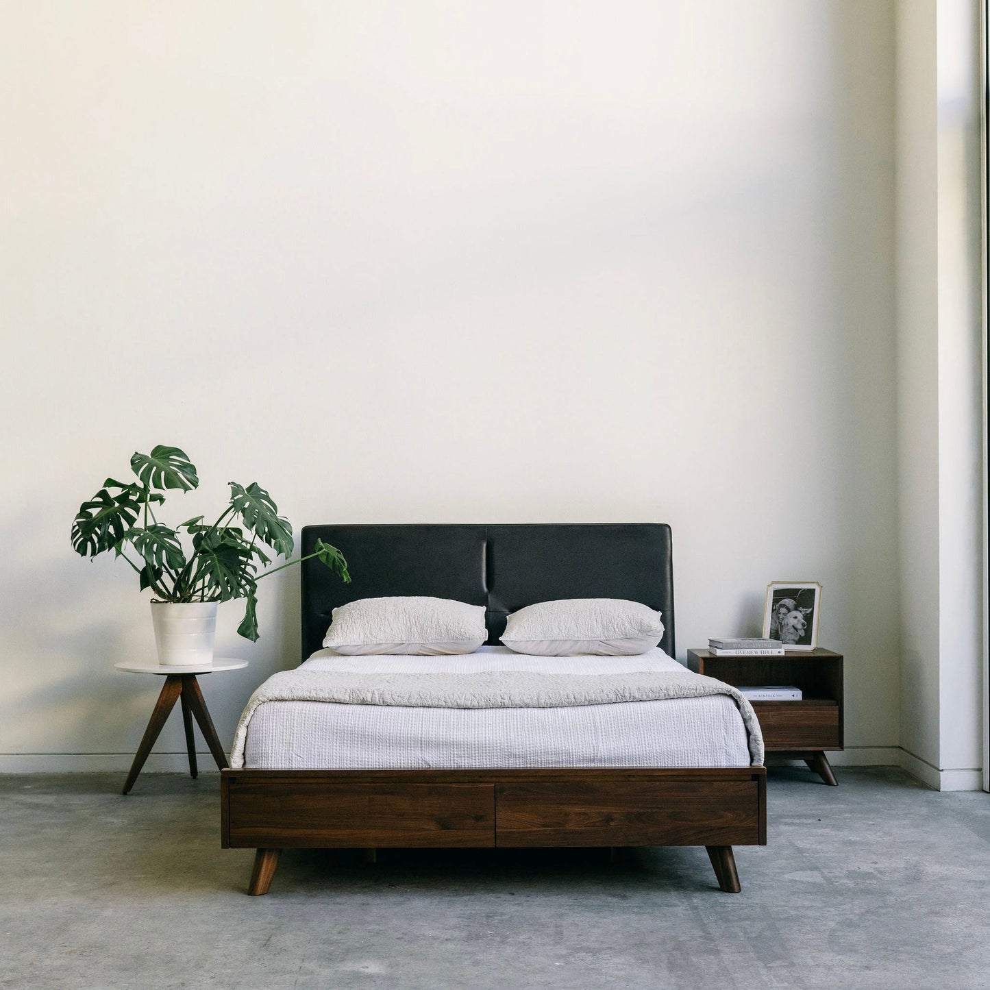 Salvatore - Leather Walnut Storage Bed - Furniture image 15