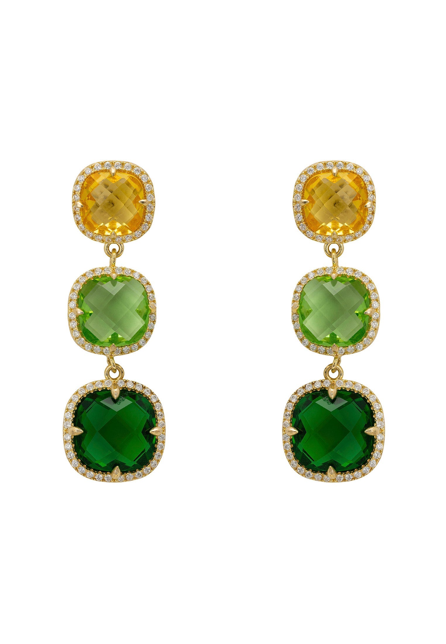Knightsbridge Earrings Gold Green Citrus - Jewelry image 1