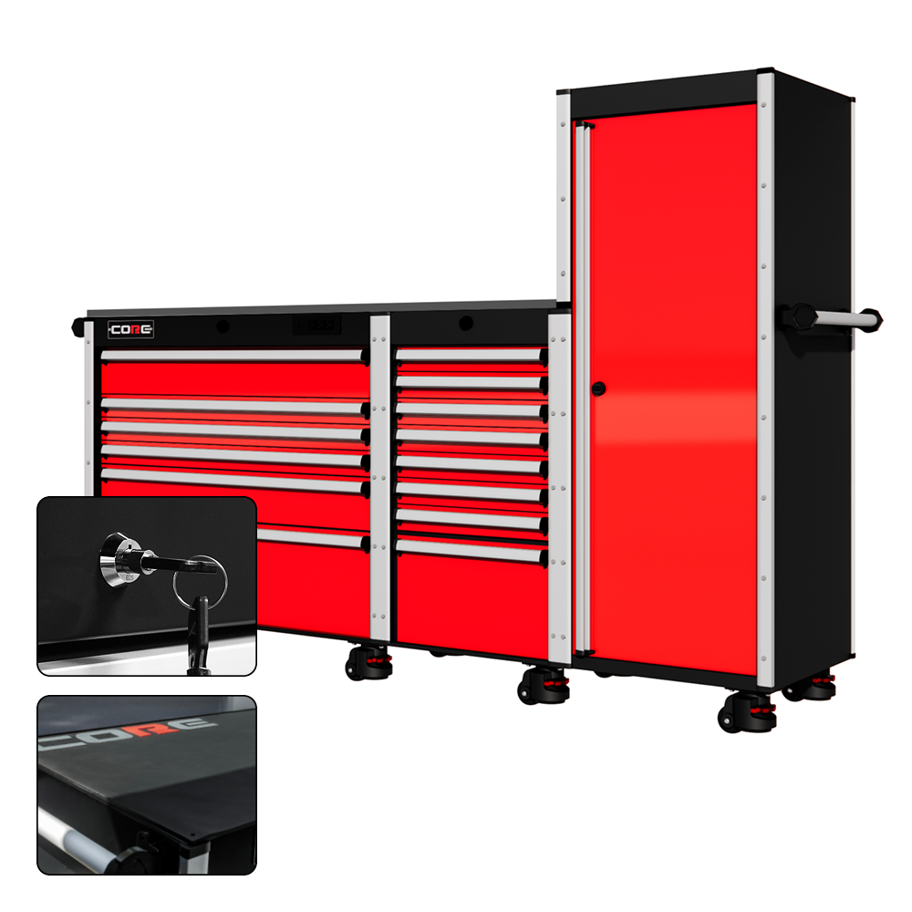 88 Series - 13 Drawers with Tall Locker - Silver Handles - Foot Casters - Misc image 20