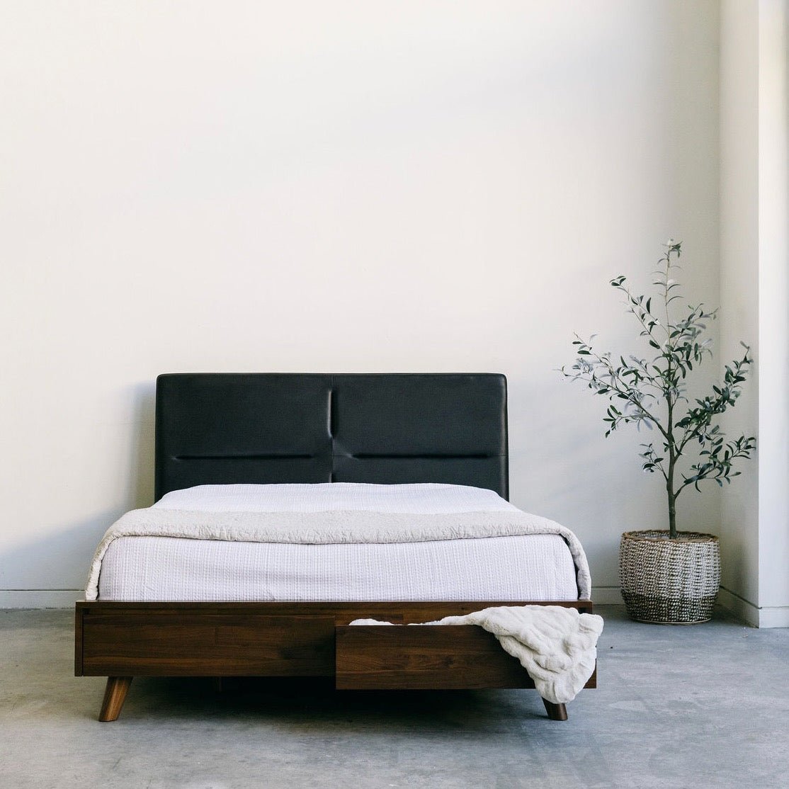 Salvatore - Leather Walnut Storage Bed - Furniture image 6
