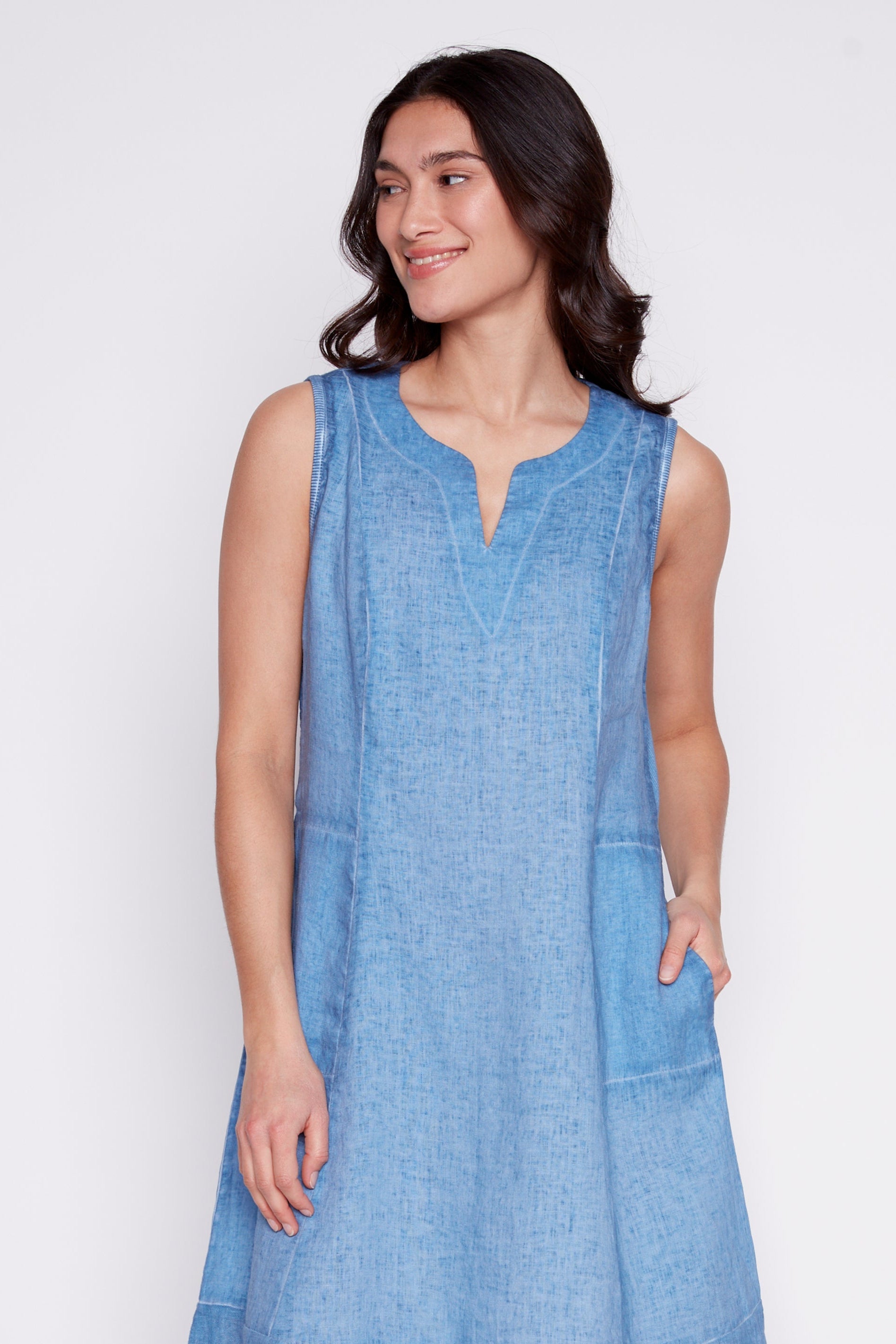 Patch pockets linen dress - Misc image 2