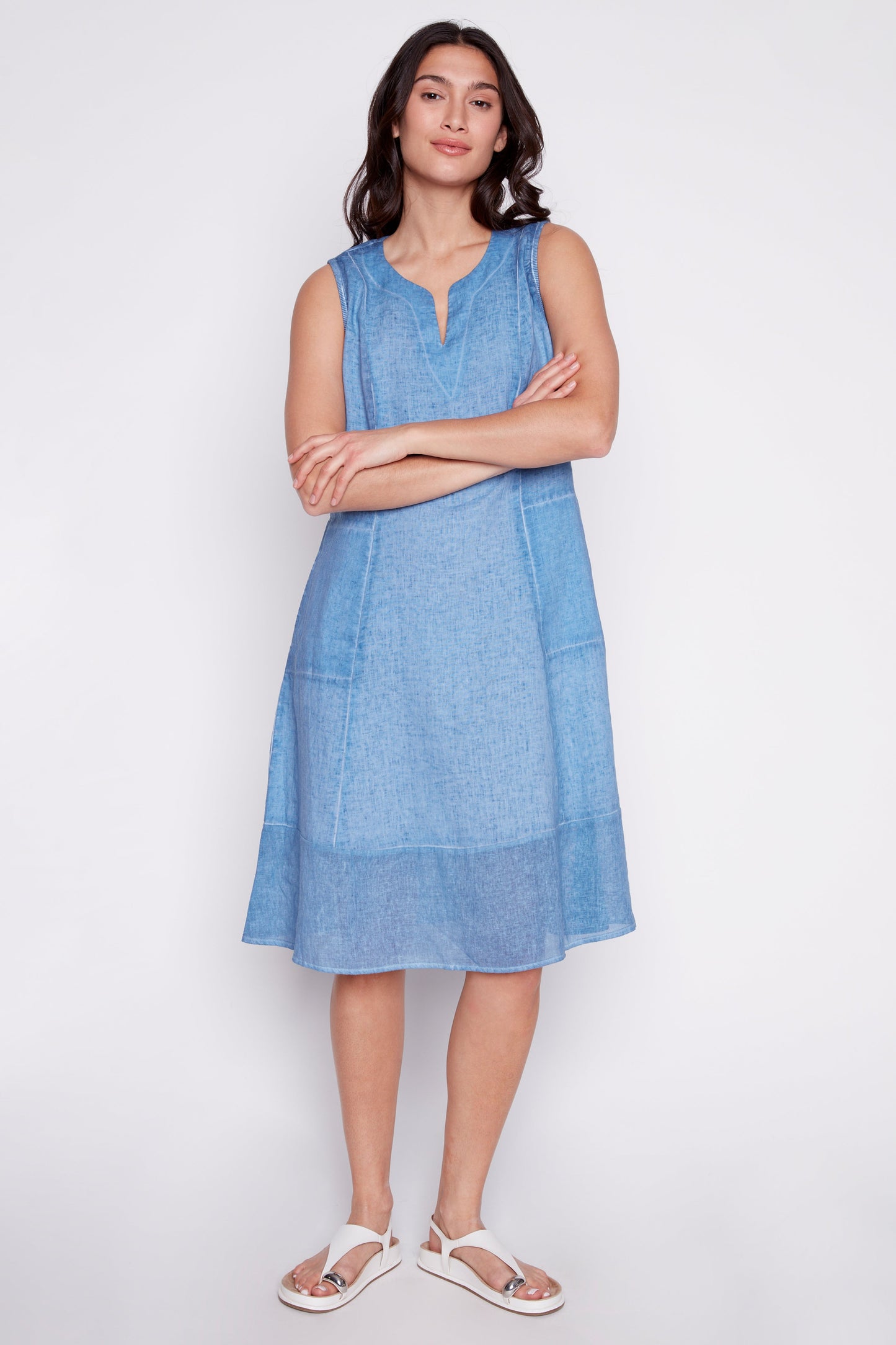 Patch pockets linen dress - Misc image 1