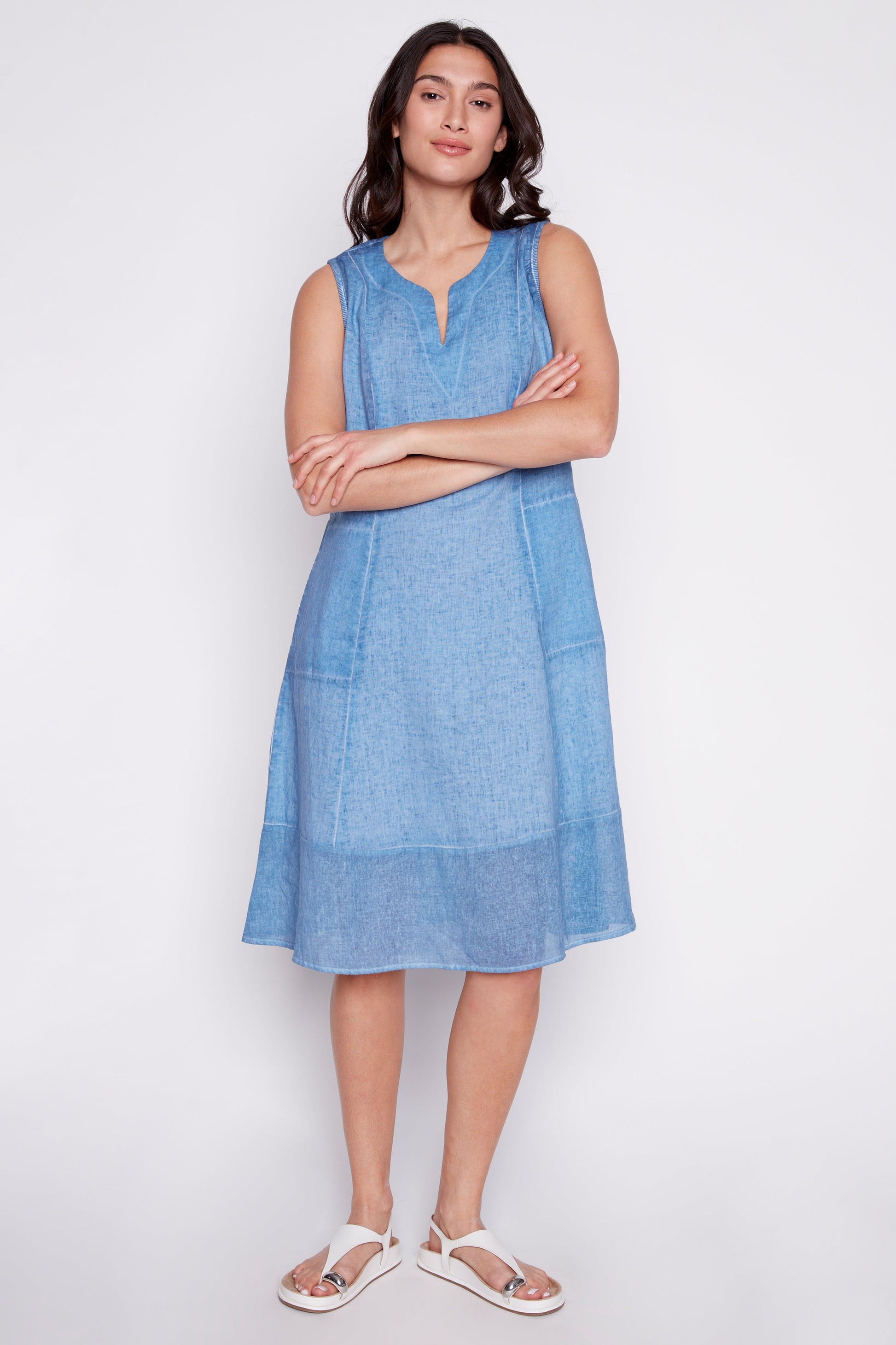 Patch pockets linen dress - Misc image 1