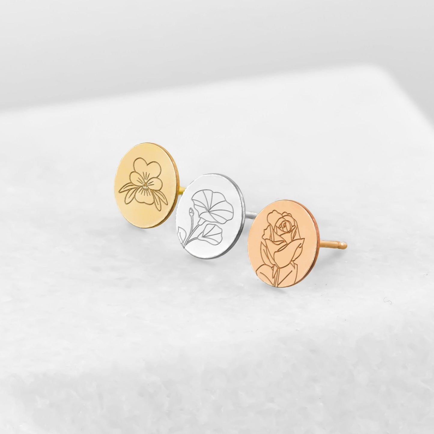 Birth Flower Disc Earring - Jewelry image 5