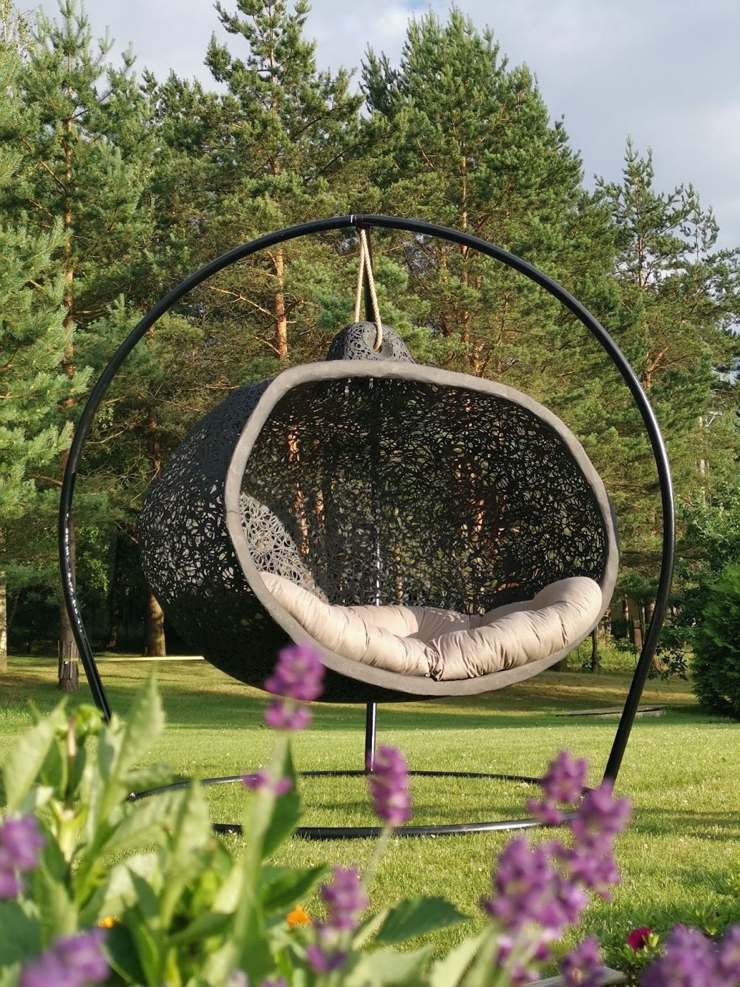 Walnut Hanging Nest Chair - Furniture image 5