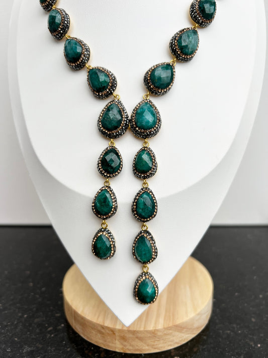 Turkish Emerald Majesty Necklace with Semi-Precious Gems - Jewelry image 1