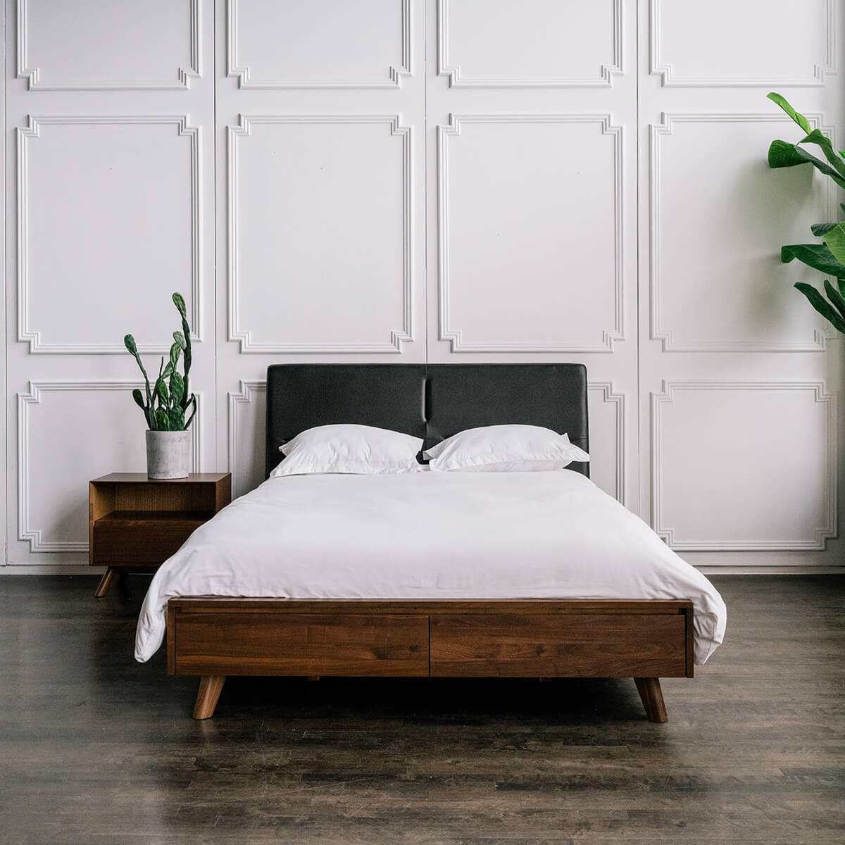 Salvatore - Leather Walnut Storage Bed - Furniture image 3