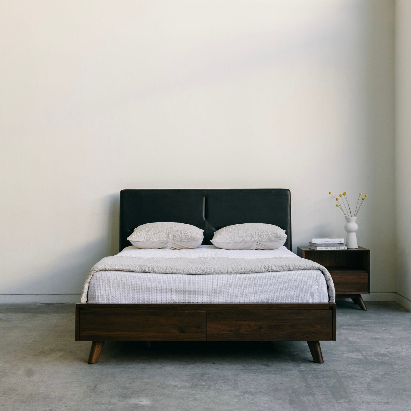 Salvatore - Leather Walnut Storage Bed - Furniture image 11