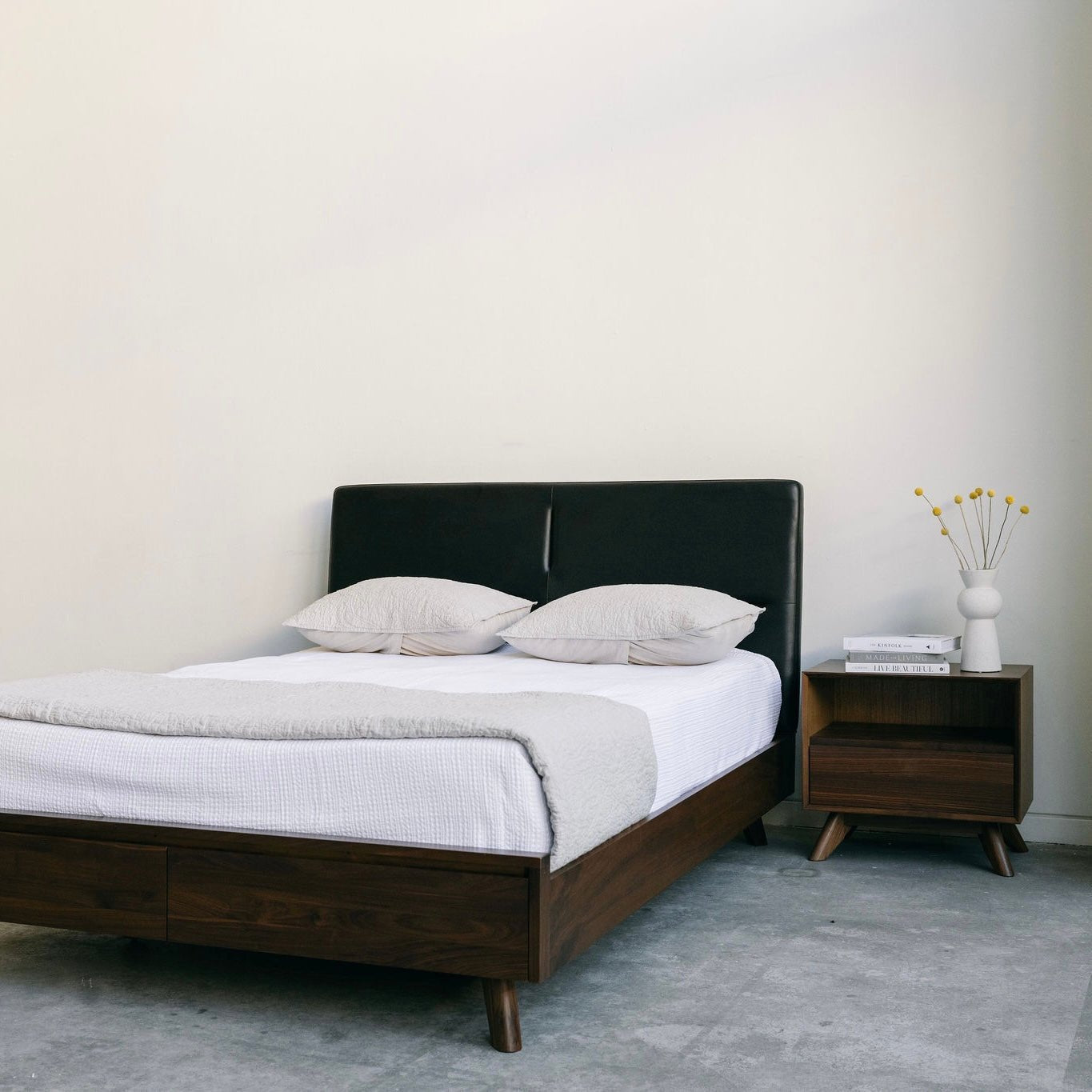 Salvatore - Leather Walnut Storage Bed - Furniture image 8