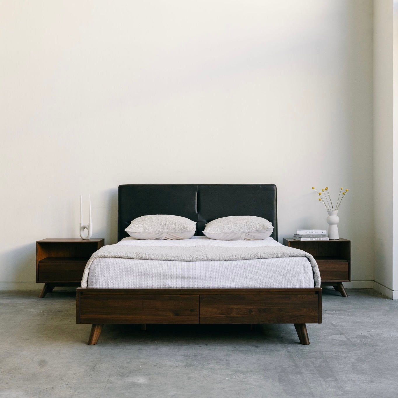 Salvatore - Leather Walnut Storage Bed - Furniture image 13