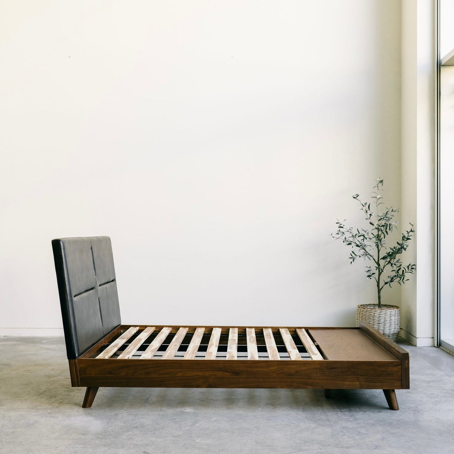 Salvatore - Leather Walnut Storage Bed - Furniture image 14