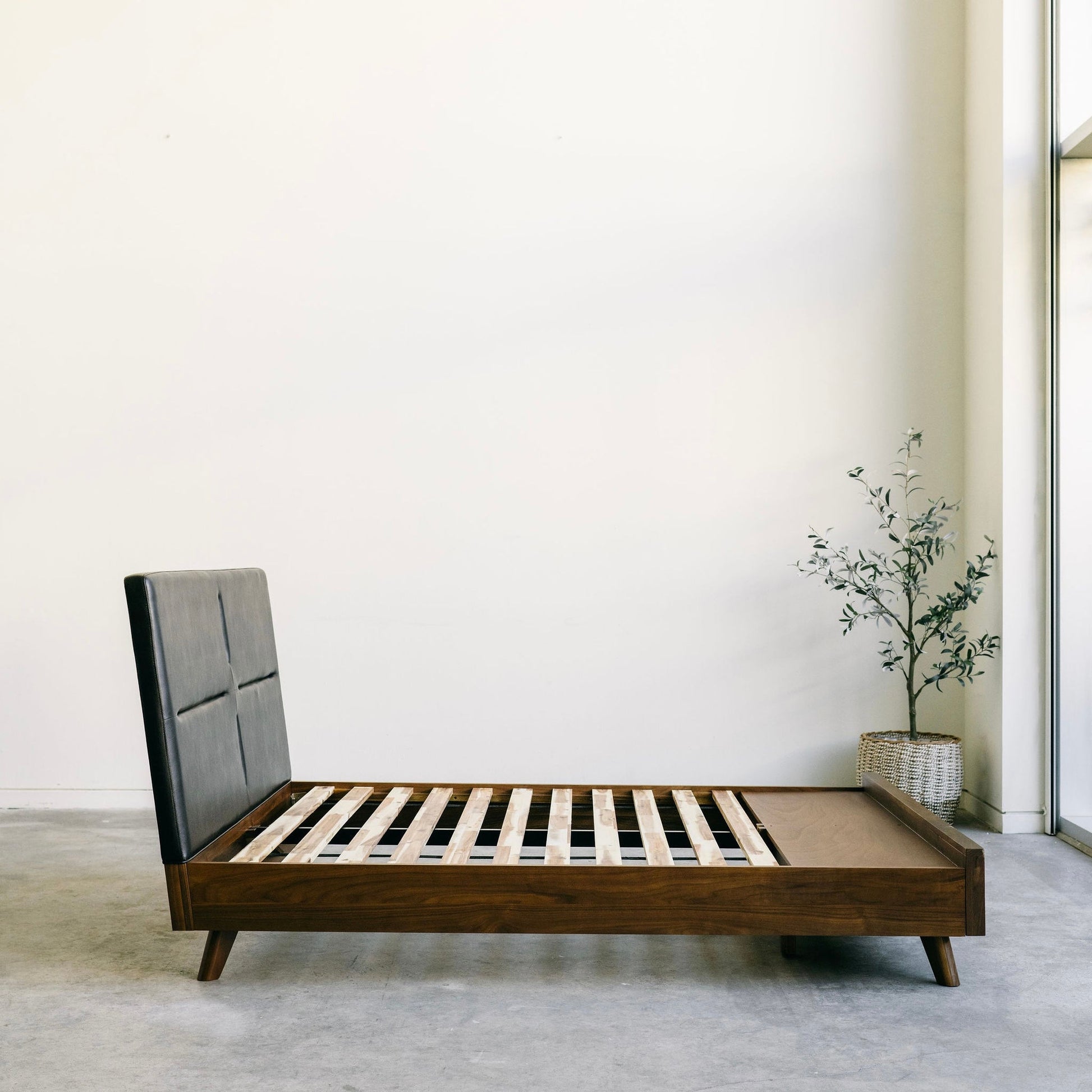 Salvatore - Leather Walnut Storage Bed - Furniture image 14