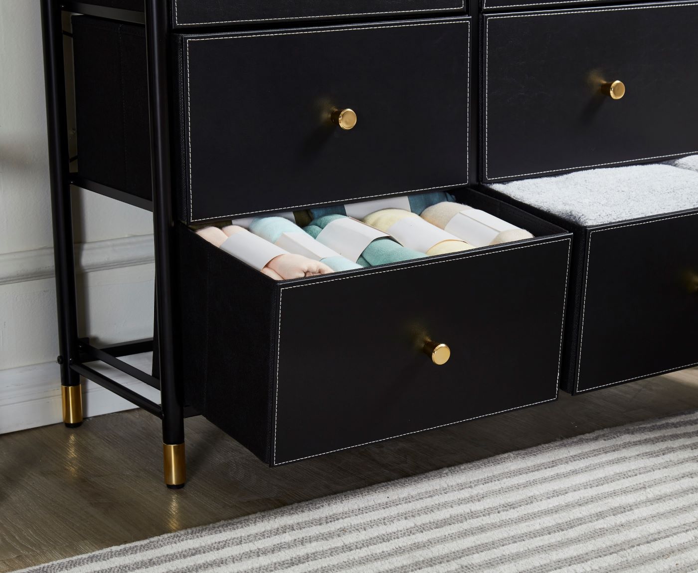 Tall Dresser Storage with Baskets | 4 Tier - 9 Drawers | Chest of Drawers - Apparel image 2