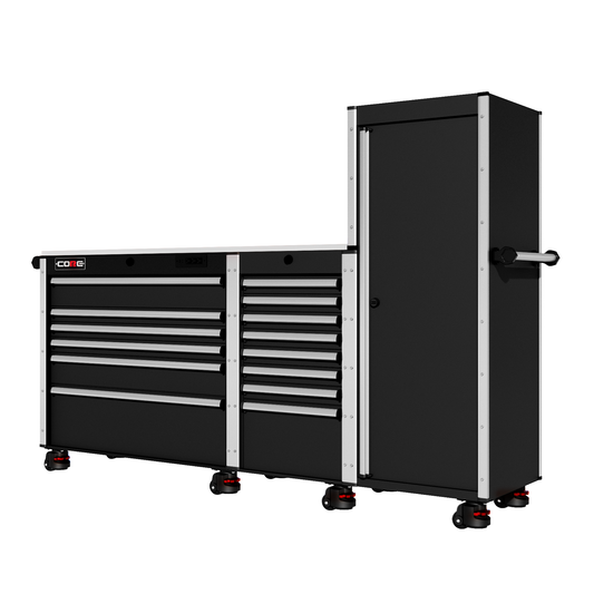 88 Series - 13 Drawers with Tall Locker - Silver Handles - Foot Casters - Misc image 1