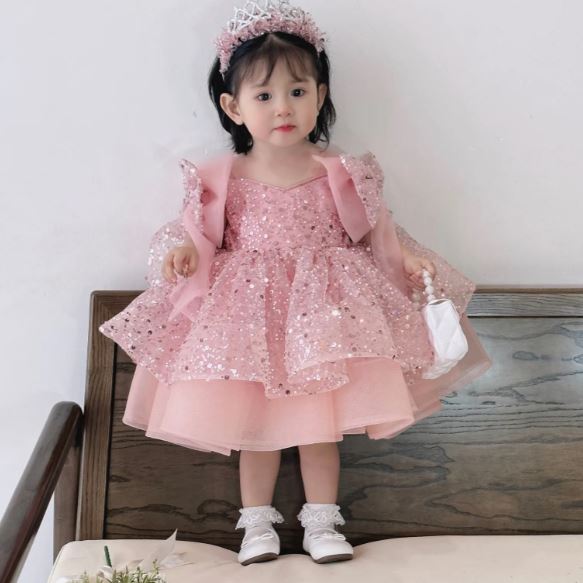 Sabrina Girls Party Dress: Pink - Apparel image 2