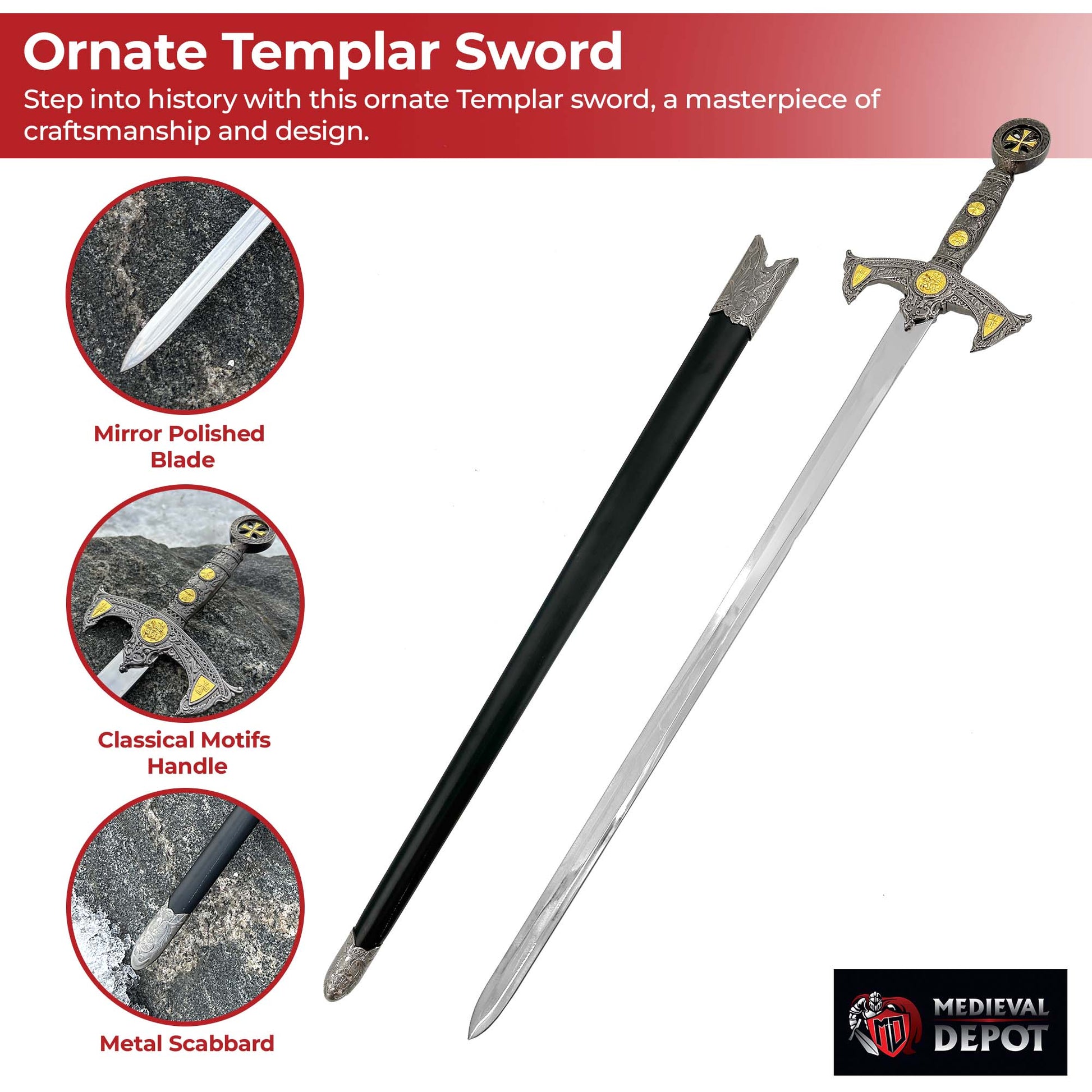 Sanctified Steel The Templar’s Sword - Home Decor image 3