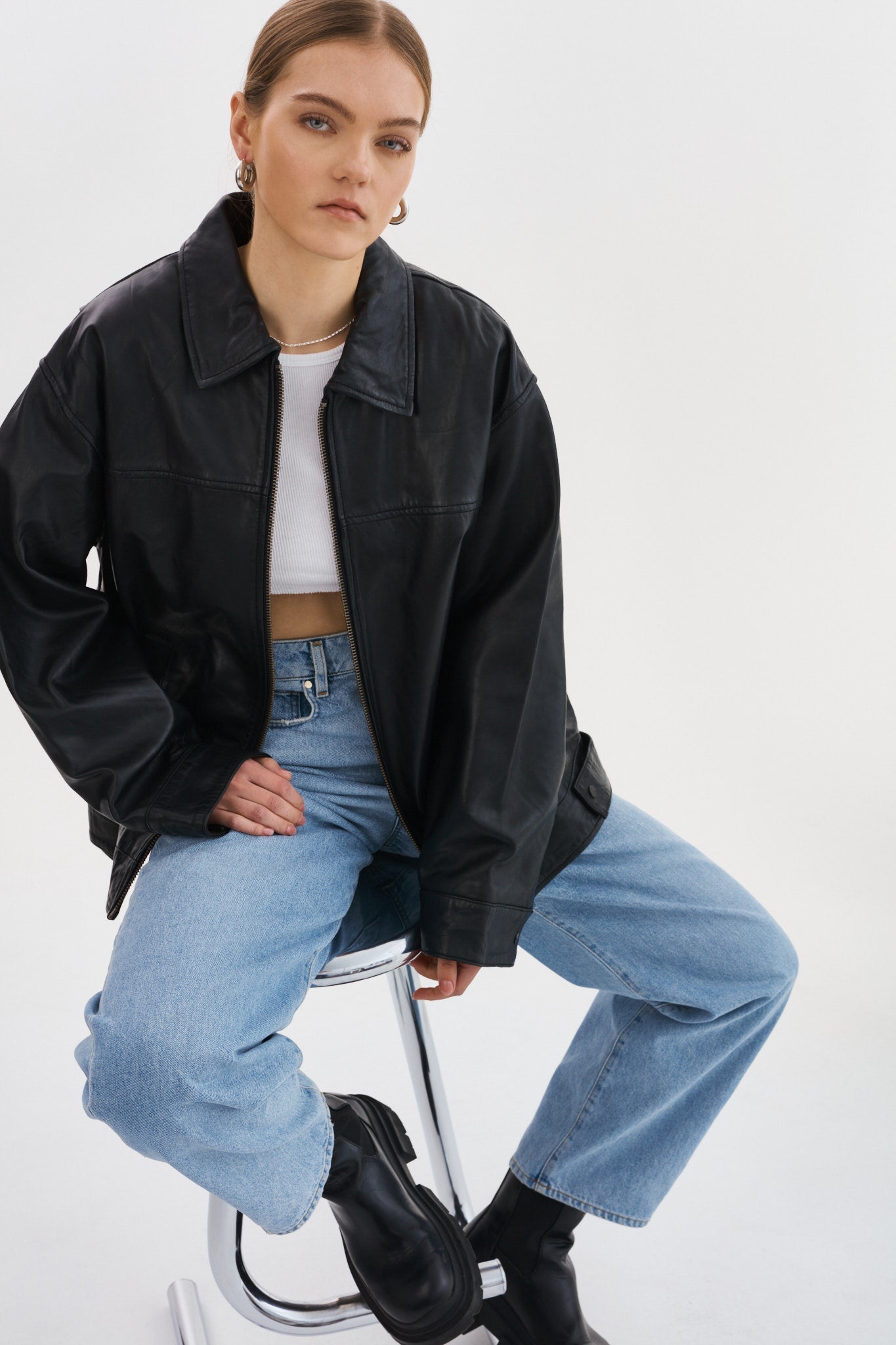 THEIA | Leather Bomber Jacket - Misc image 9