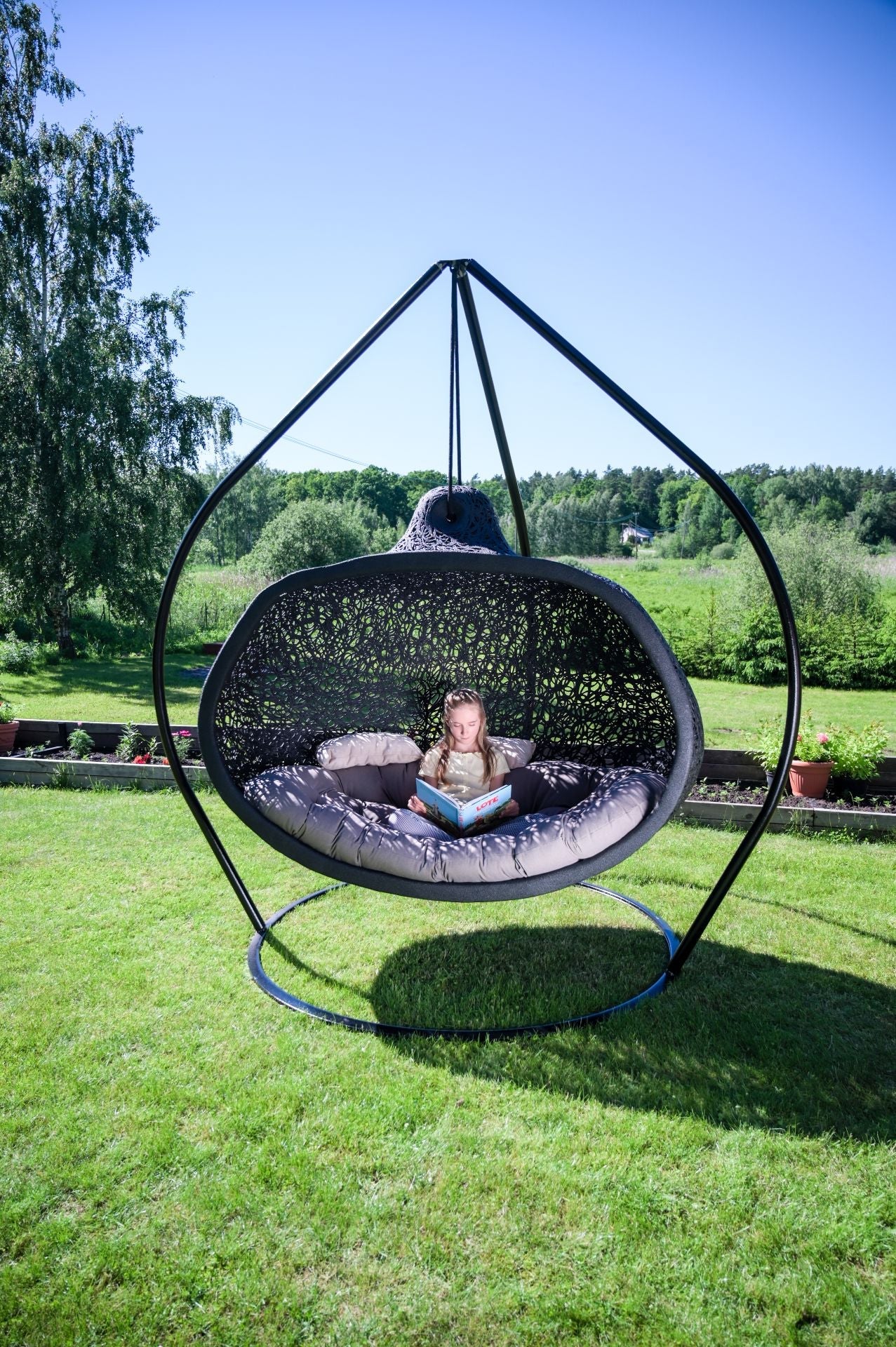 Walnut Hanging Nest Chair - Furniture image 7