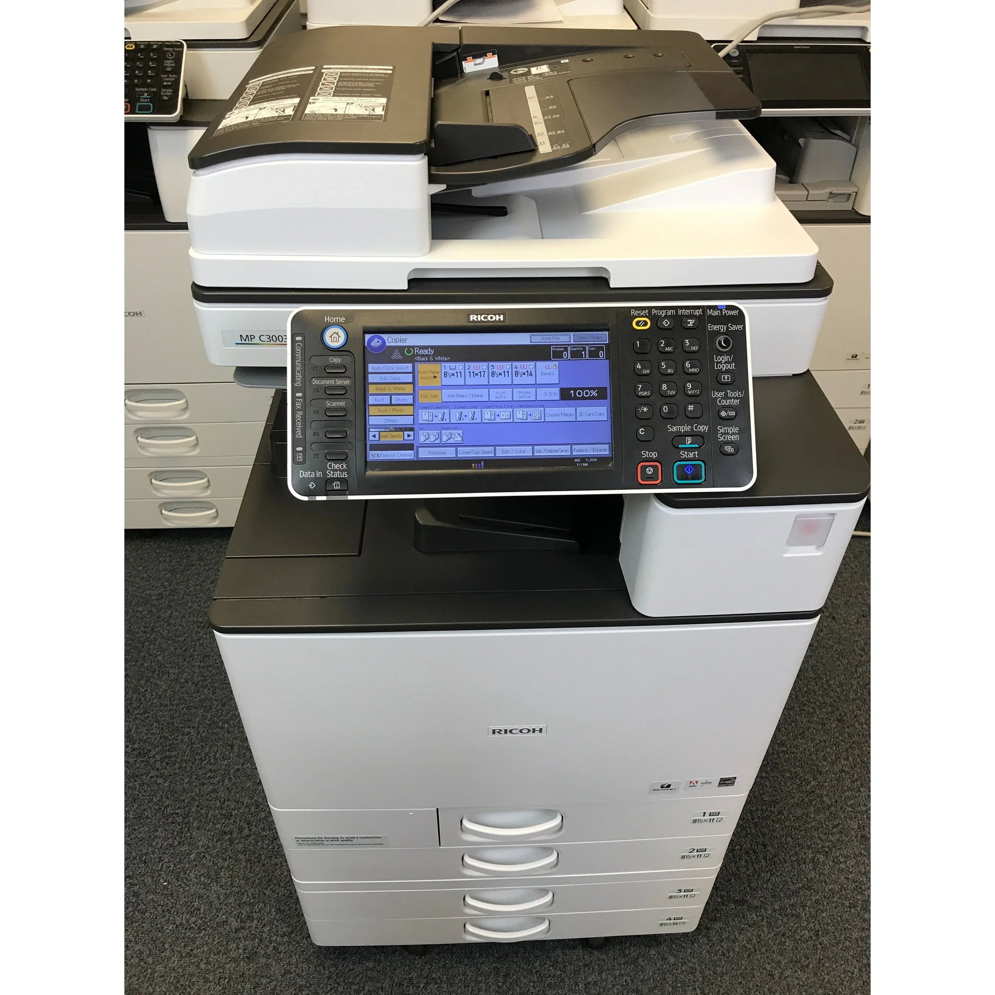 RICOH Aficio MP C3003 A3 Color Laser Multifunction Copier - 30ppm, Copy, Fax, Print, Scan, Auto Duplex, Network, 4 Trays - Gadgets image 2