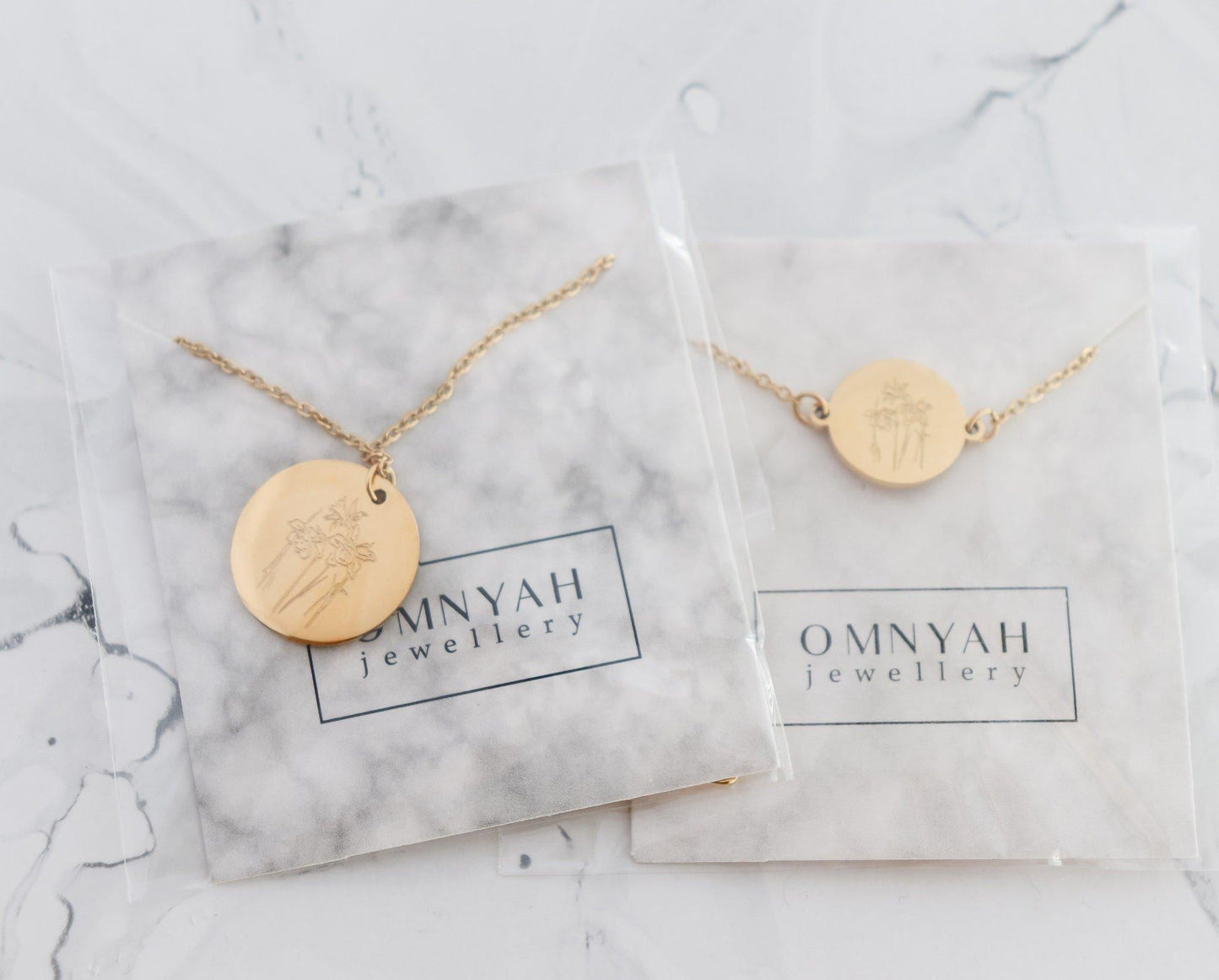 Birth Month Flower Pendant Necklace & Bracelet Set (Style 1) - Jewelry image 5
