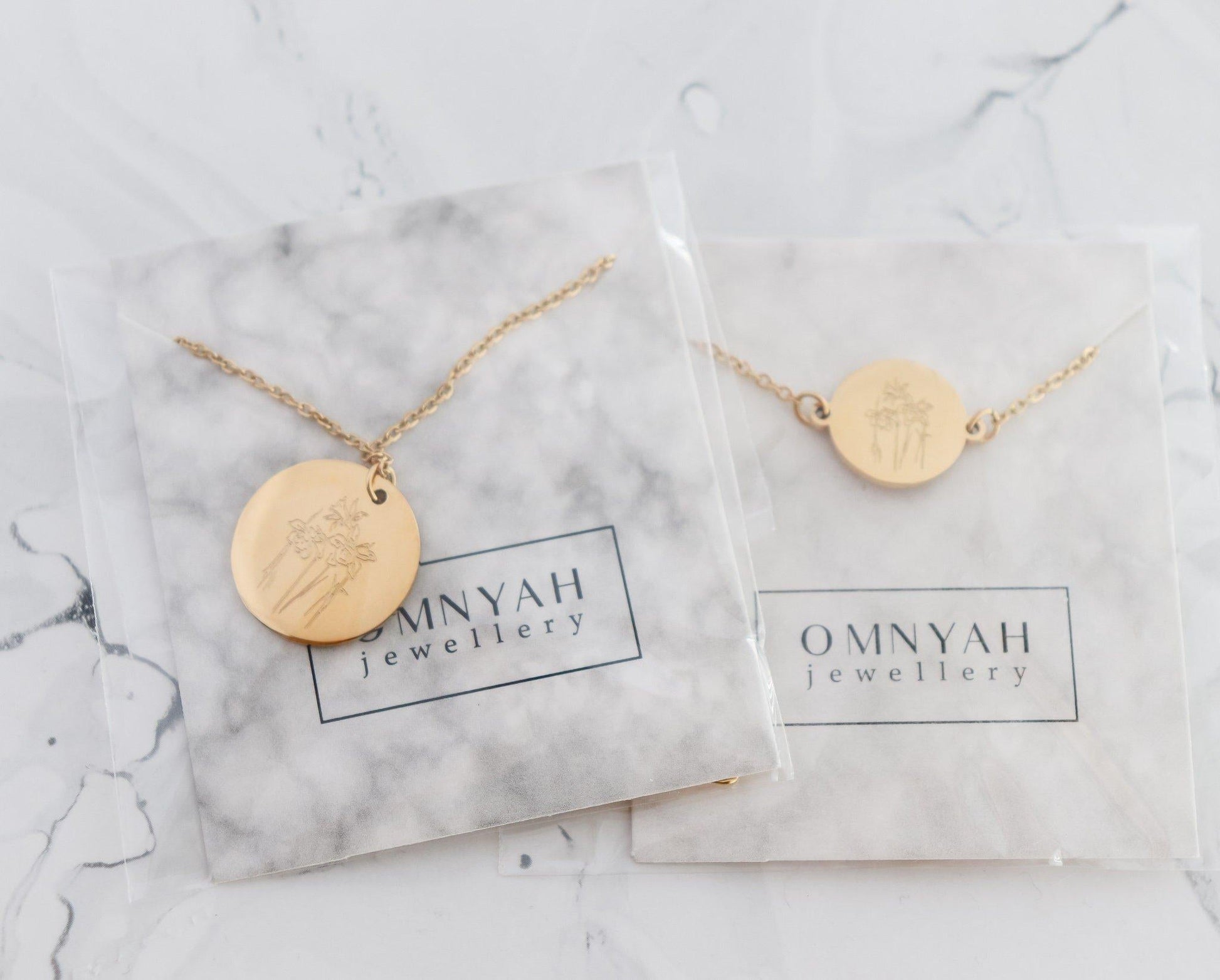 Birth Month Flower Pendant Necklace & Bracelet Set (Style 1) - Jewelry image 5