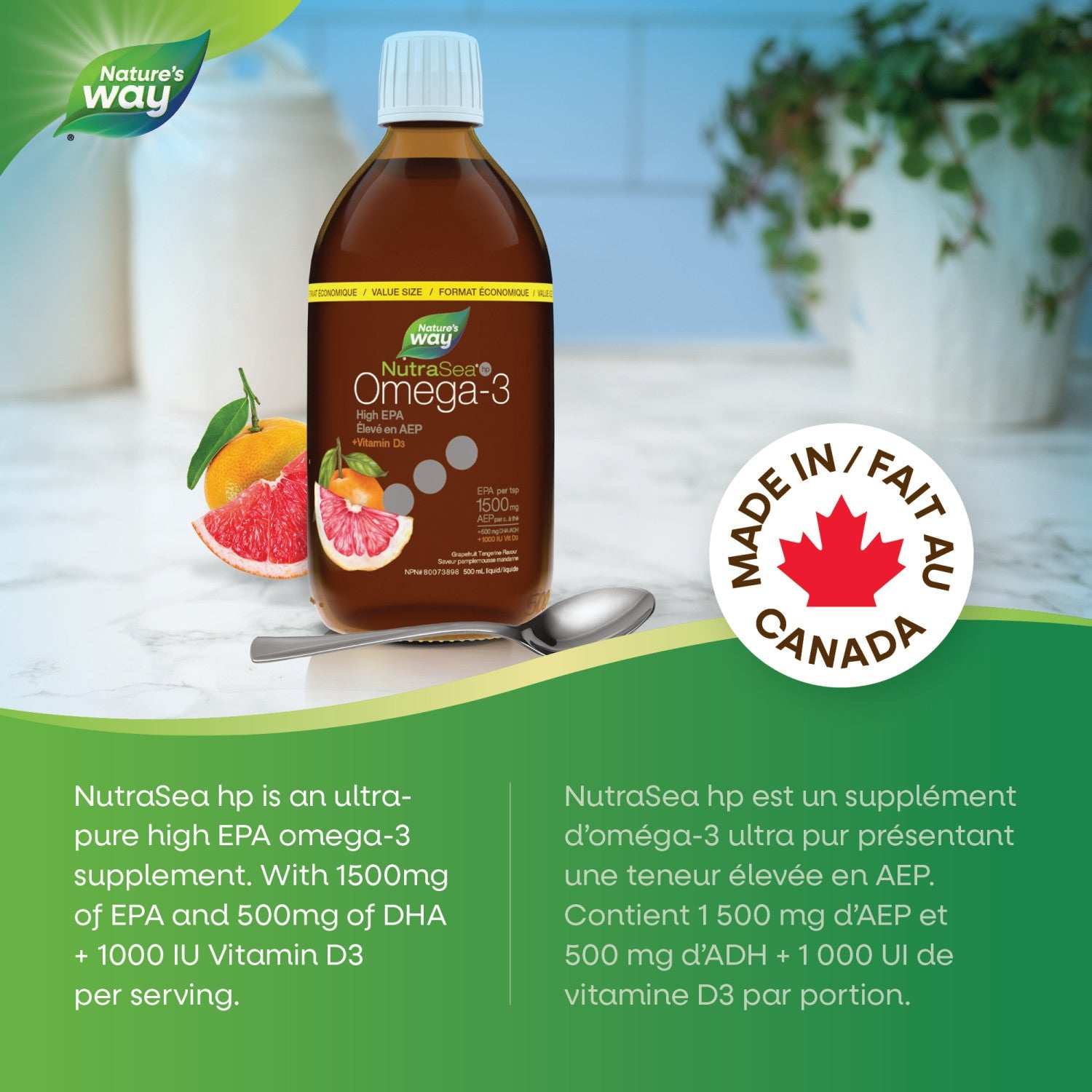 NutraSea hp+D™ (Grapefruit Tangerine) / 16.9 fl oz (500 ml) - Misc image 3