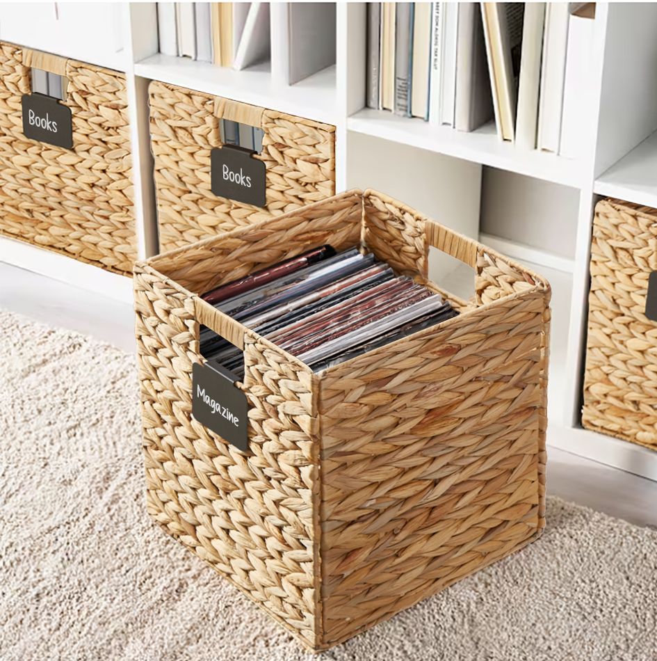 Foldable Natural Wicker Cube Storage Baskets - Set of 4 - Jewelry image 3