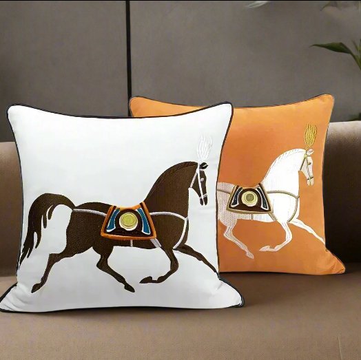 Noble Steed Embroidered Pillow Covers - Home Decor image 9