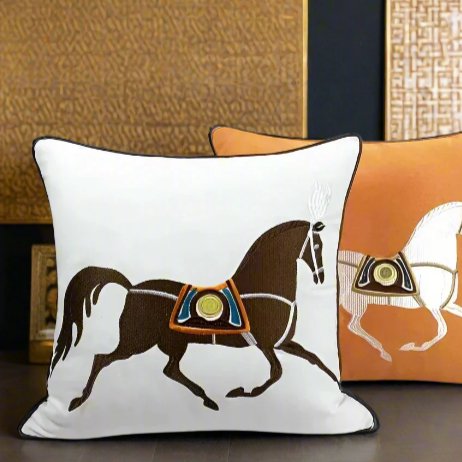 Noble Steed Embroidered Pillow Covers - Home Decor image 7
