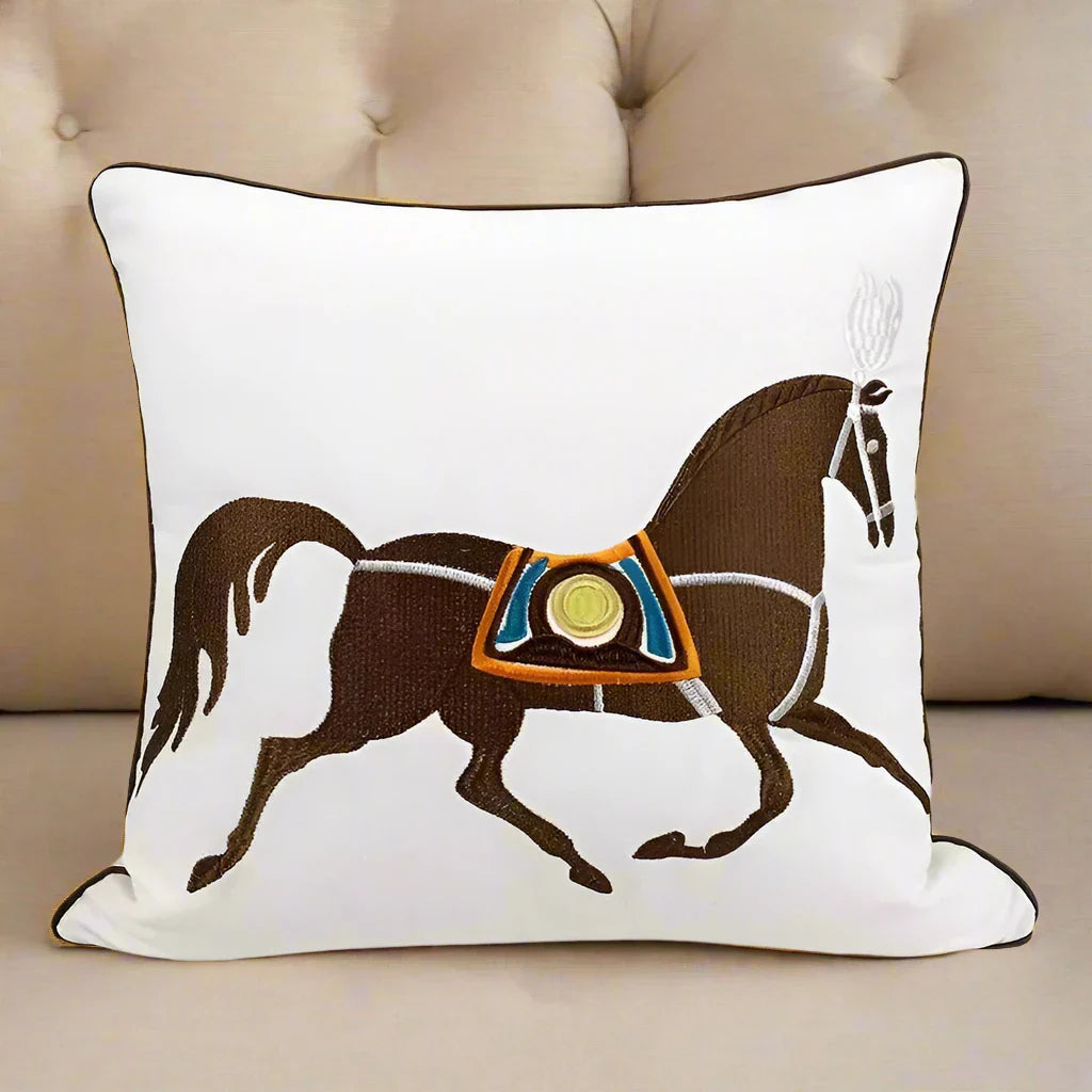 Noble Steed Embroidered Pillow Covers - Home Decor image 3