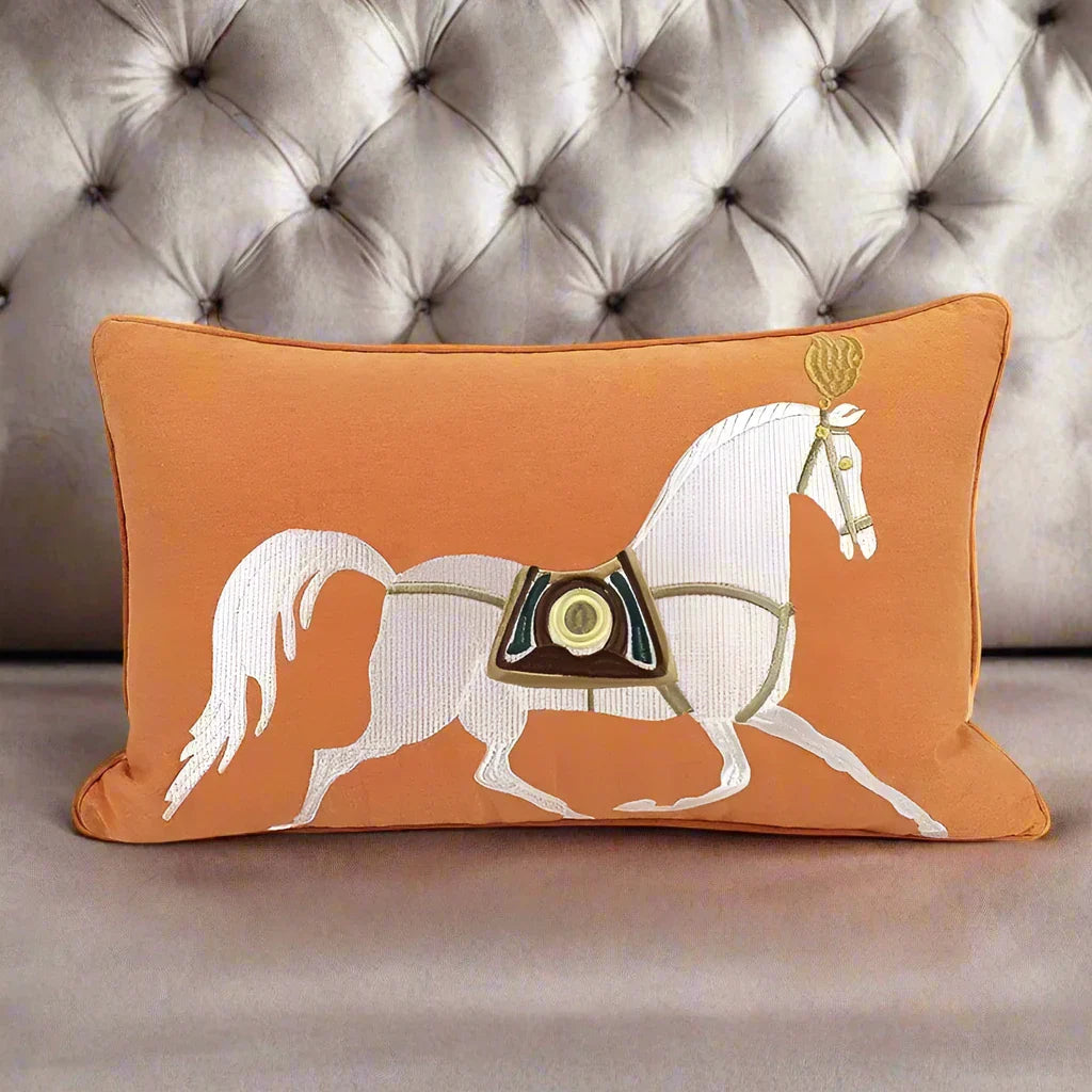 Noble Steed Embroidered Pillow Covers - Home Decor image 5