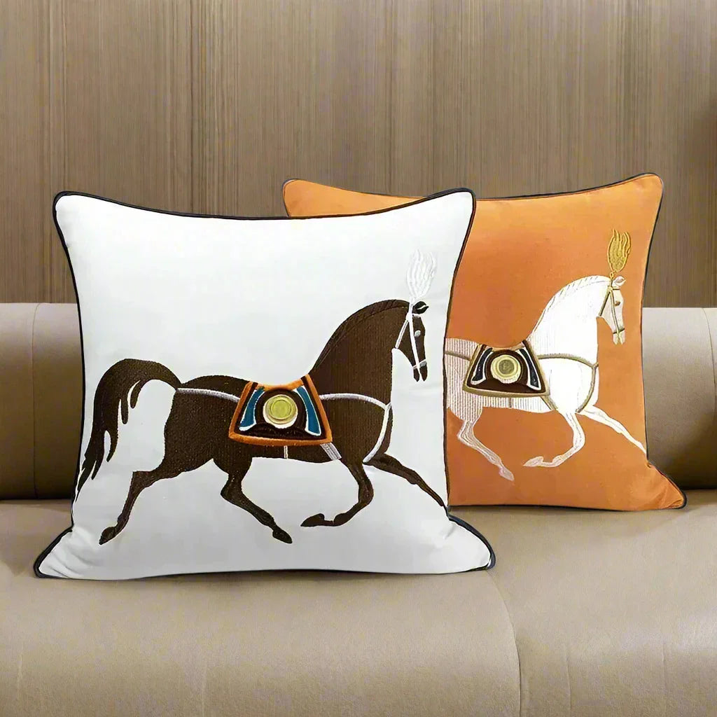 Noble Steed Embroidered Pillow Covers - Home Decor image 4