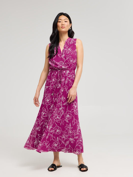 Floral Chiffon Cross-Front Midi Dress - Dresses image 1