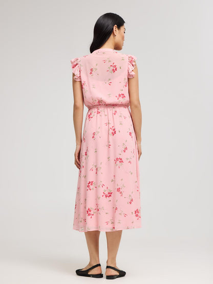 Sleeveless Floral Print Chiffon Midi Dress - Dresses image 4