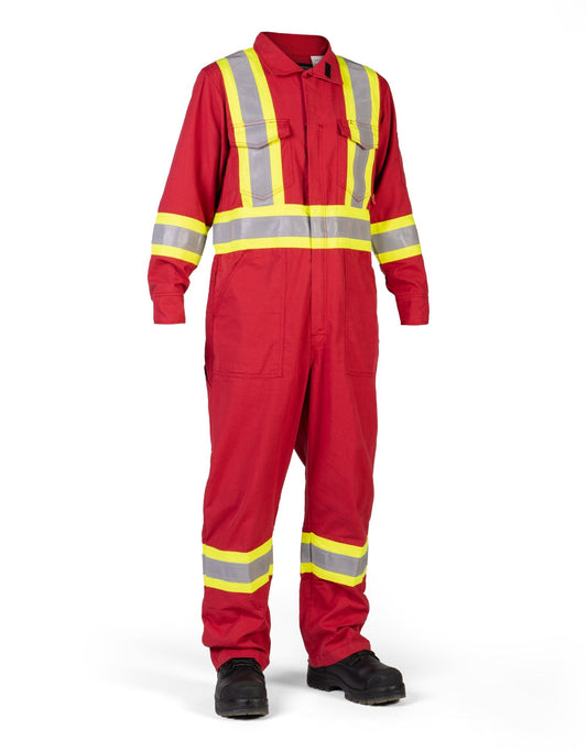 Hi Vis Inherent Red FR Reflective Coverall - Furniture image 1